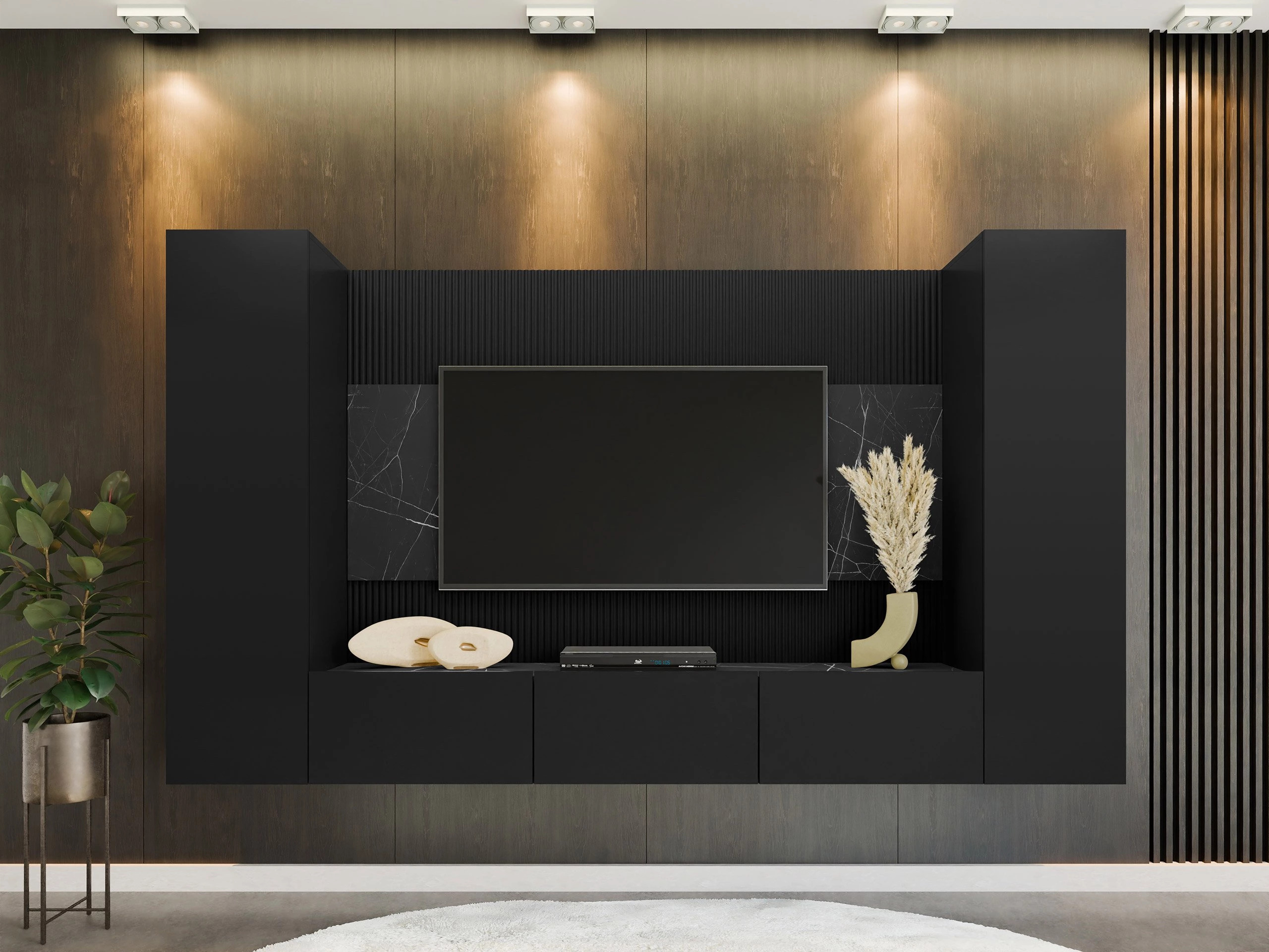 Living room set Comfivo Salix V (Black + Black marble)