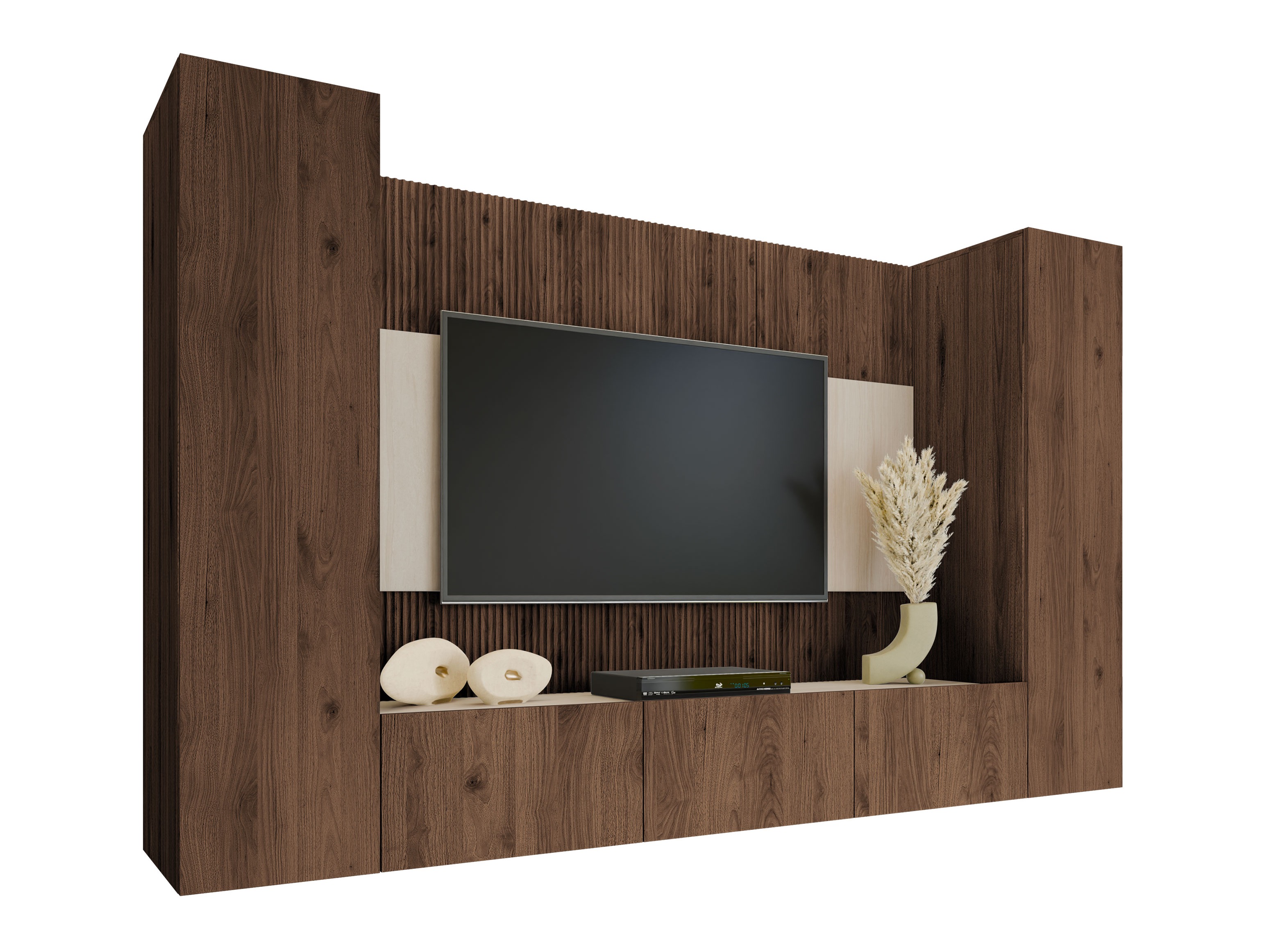 Living room set Comfivo Salix V (Walnut + Light travertine)