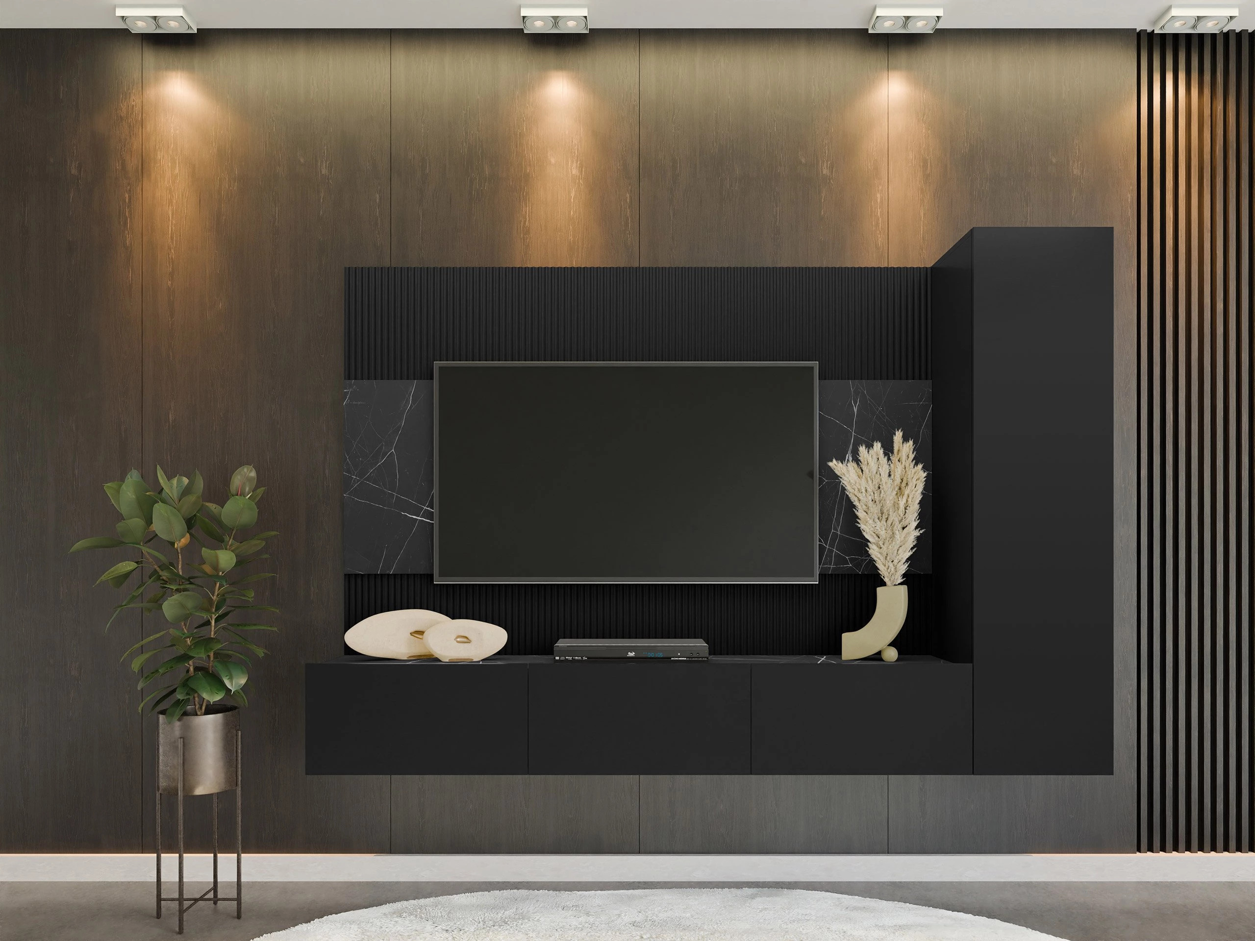 Living room set Comfivo Salix VI (Black + Black marble)