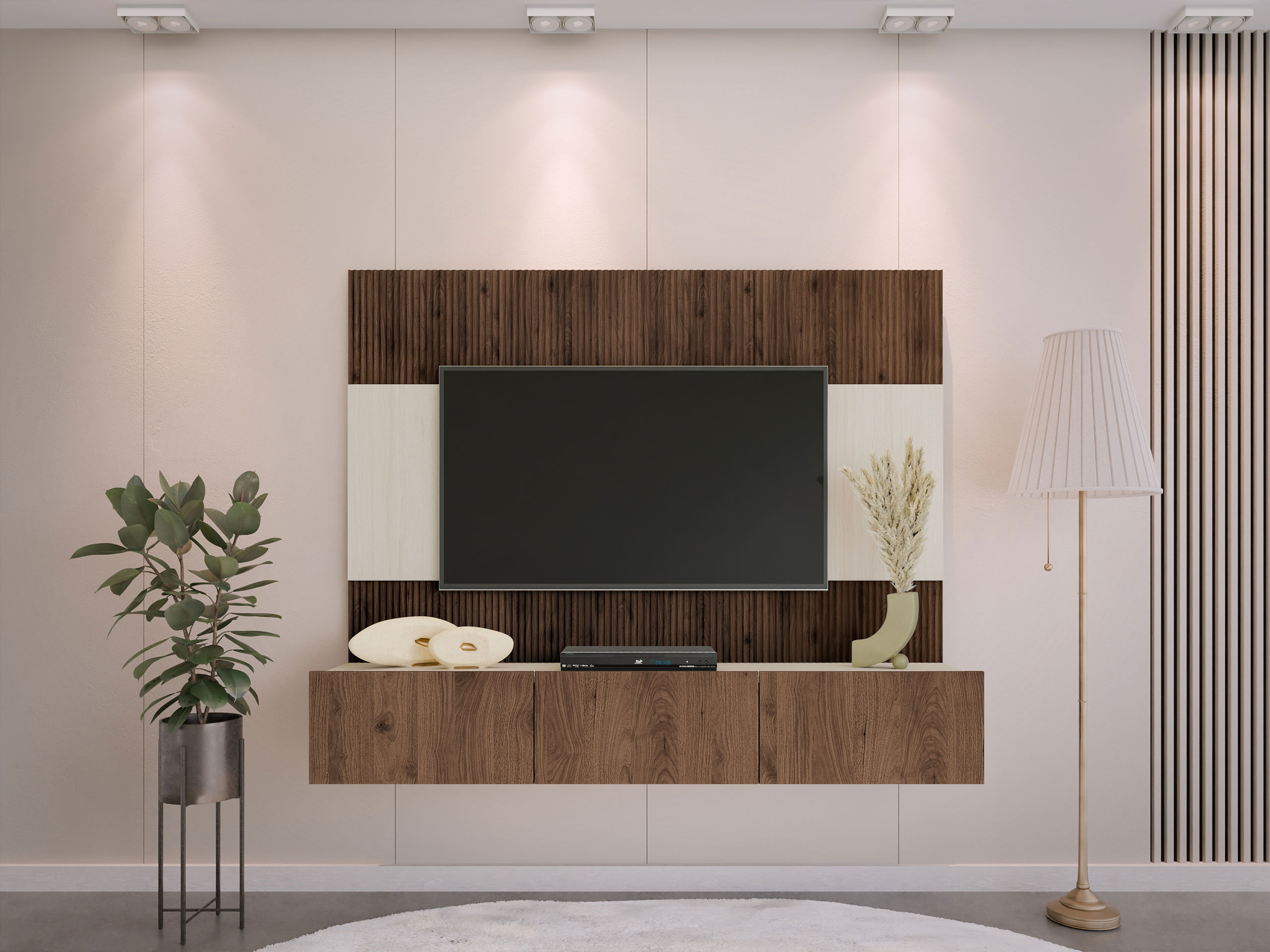 Living room set Comfivo Salix (Walnut + Light travertine)
