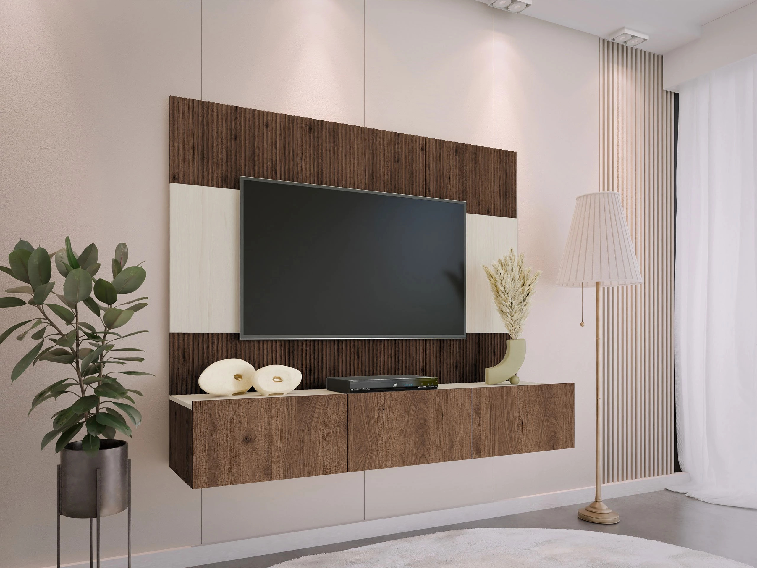 Living room set Comfivo Salix (Walnut + Light travertine)