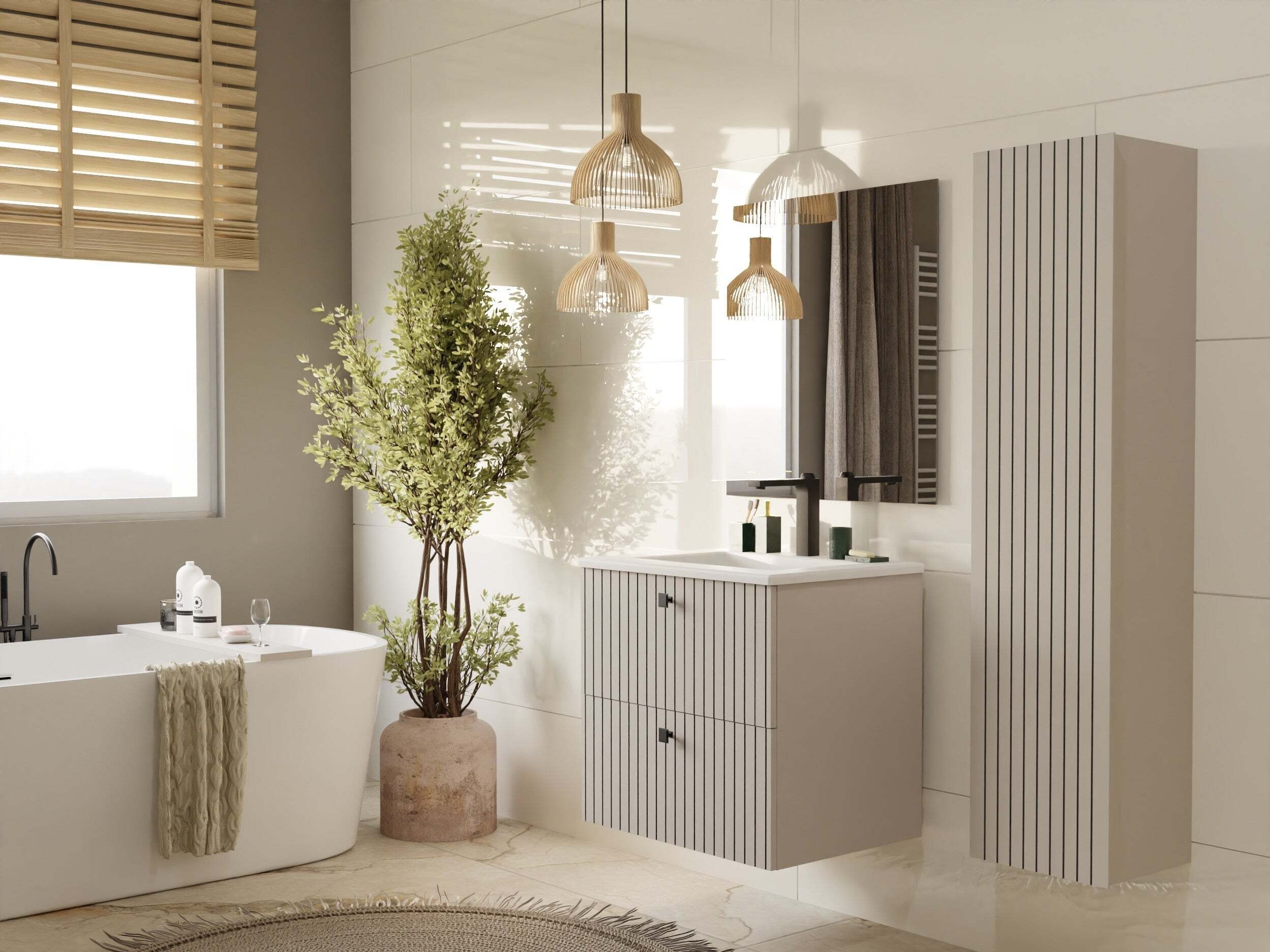Wall-mounted bathroom cabinet for washbasin Mandeville 314 (Cashmere)