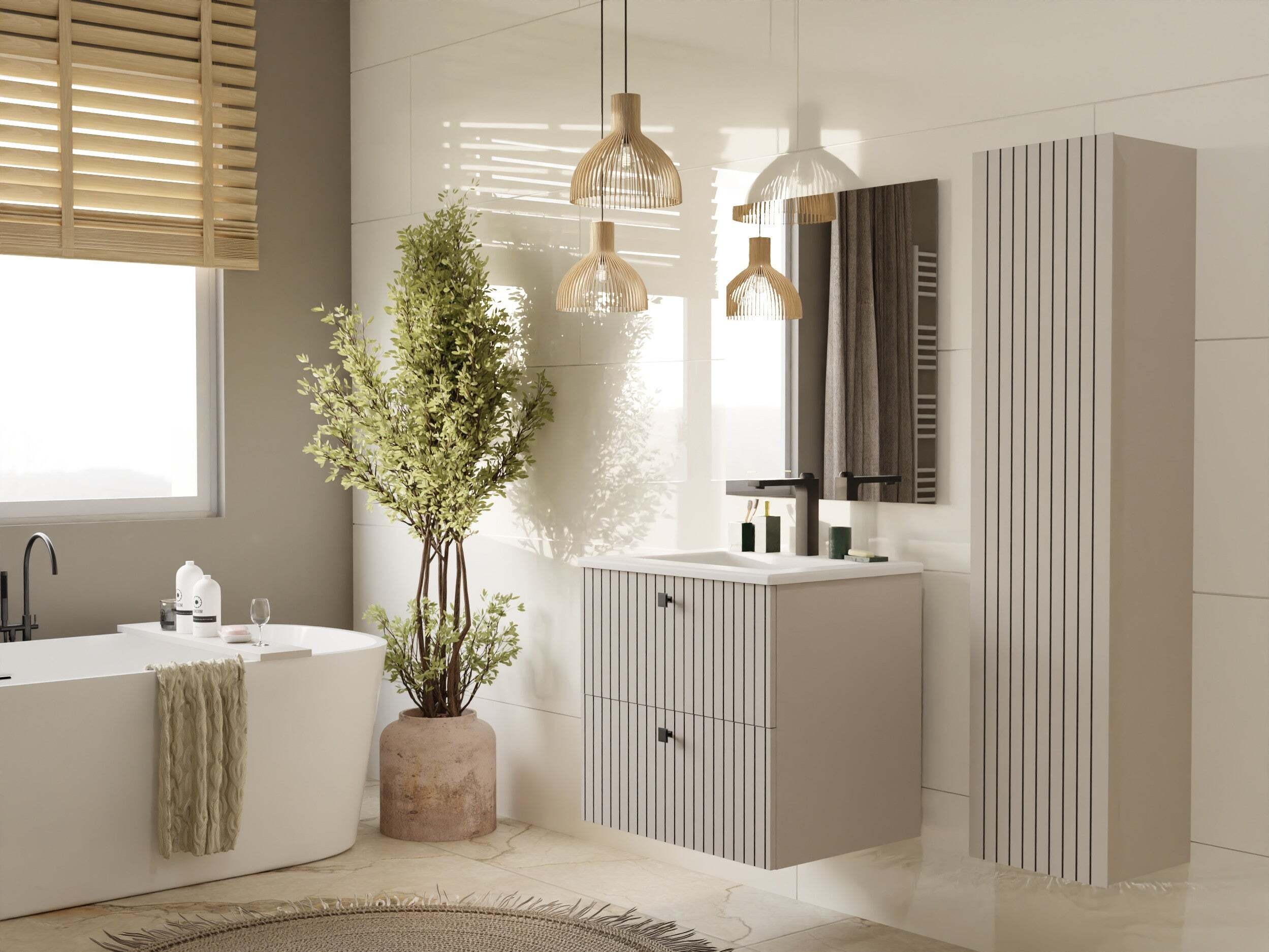 Wall-mounted bathroom cabinet for washbasin Mandeville 314 (Cashmere)