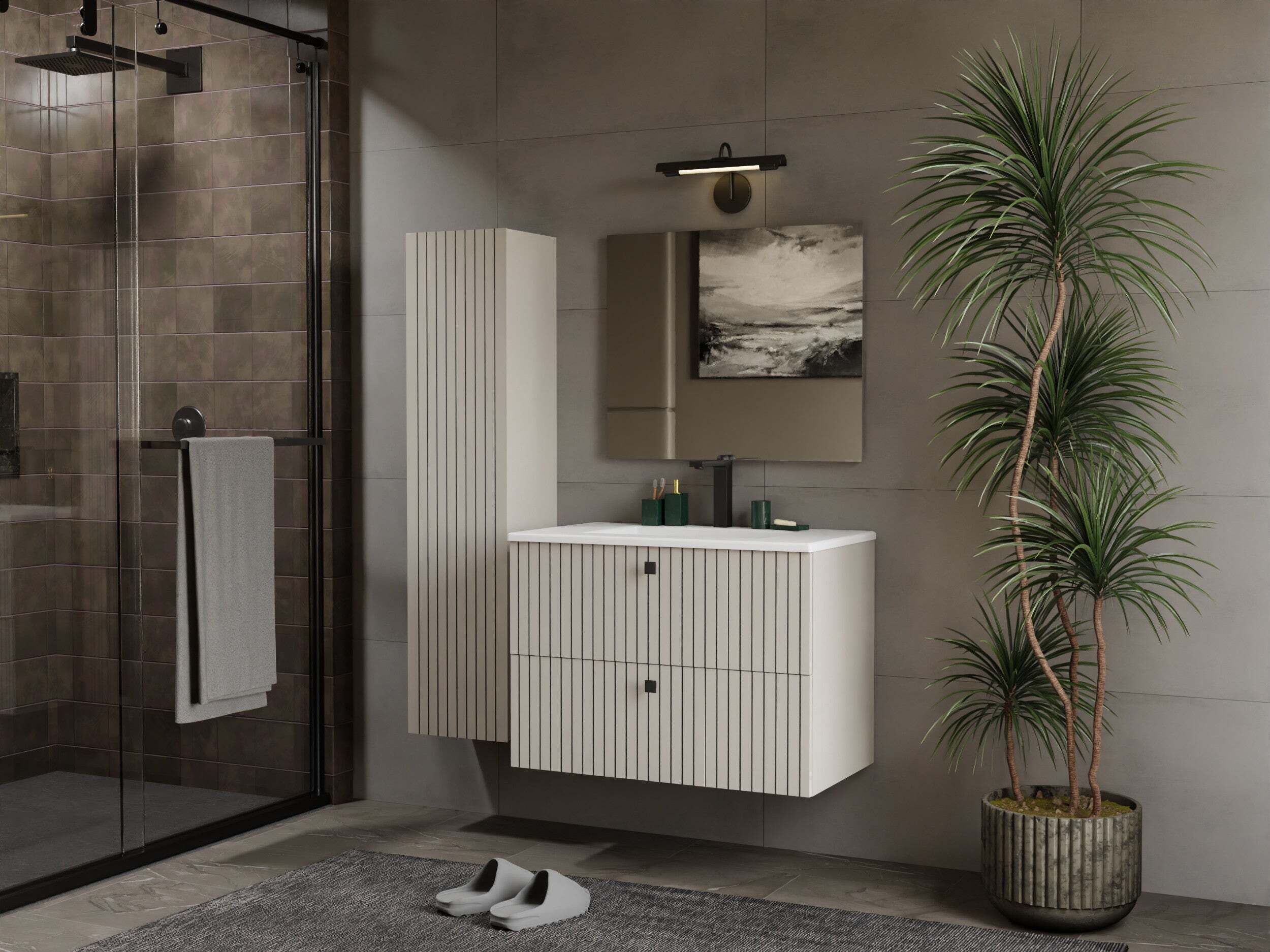 Wall-mounted bathroom cabinet for washbasin Mandeville 315 (Cashmere)