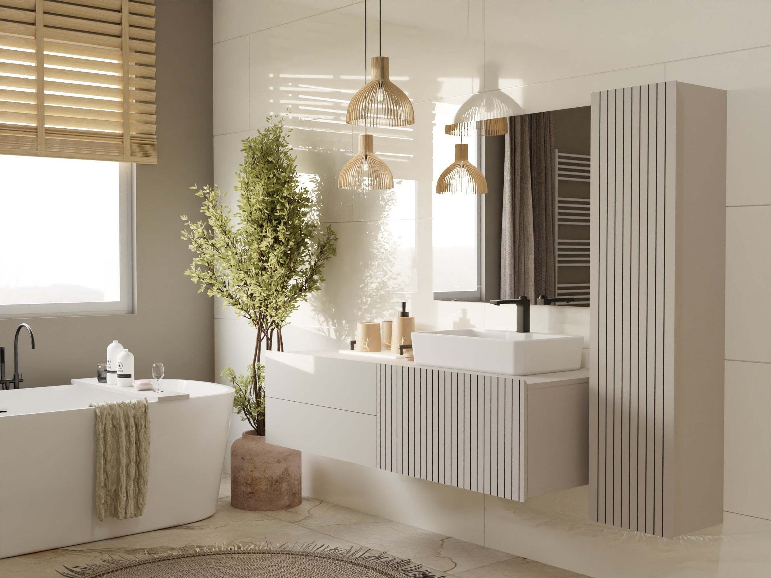Wall-mounted bathroom cabinet for washbasin Mandeville 363 (Cashmere)