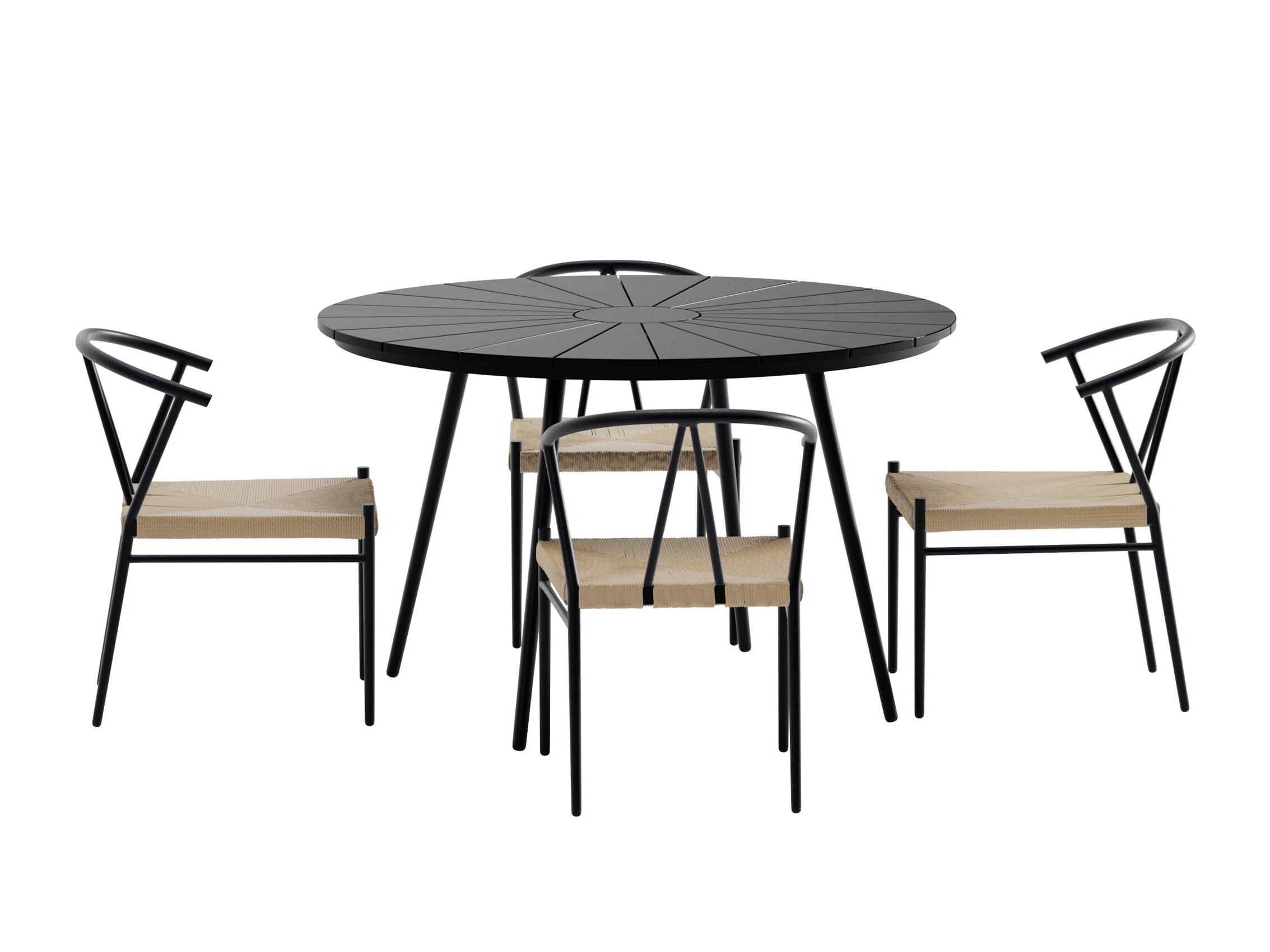 Table and chairs set Dallas 5254 (Black + beige)