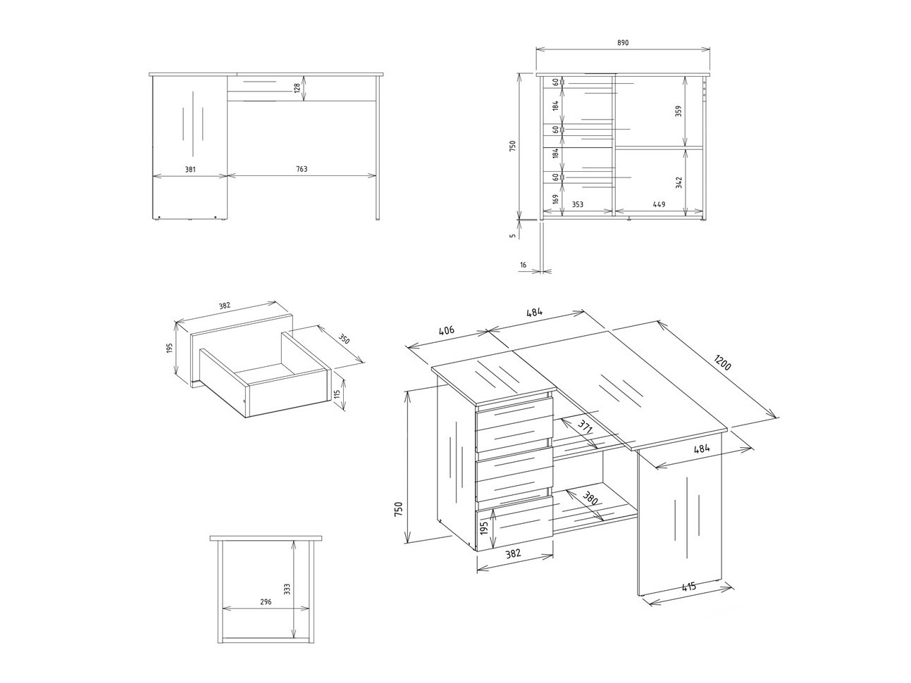 Corner desk Mandeville 365 (Right)