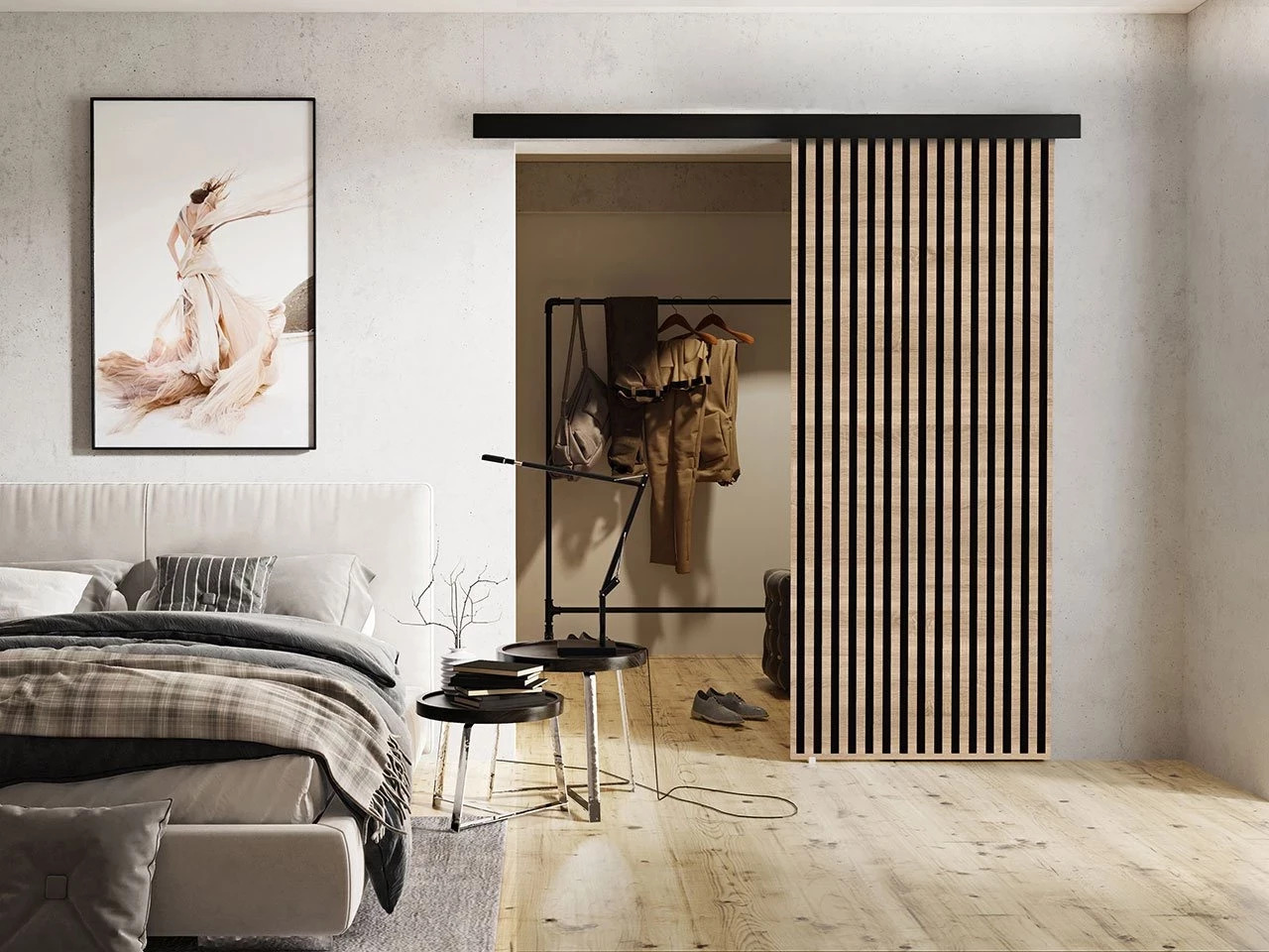Sliding door Dover 202 (Sonoma oak + Black)