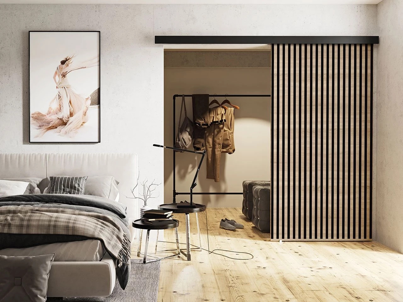 Sliding door Dover 204 (Sonoma oak + Black)