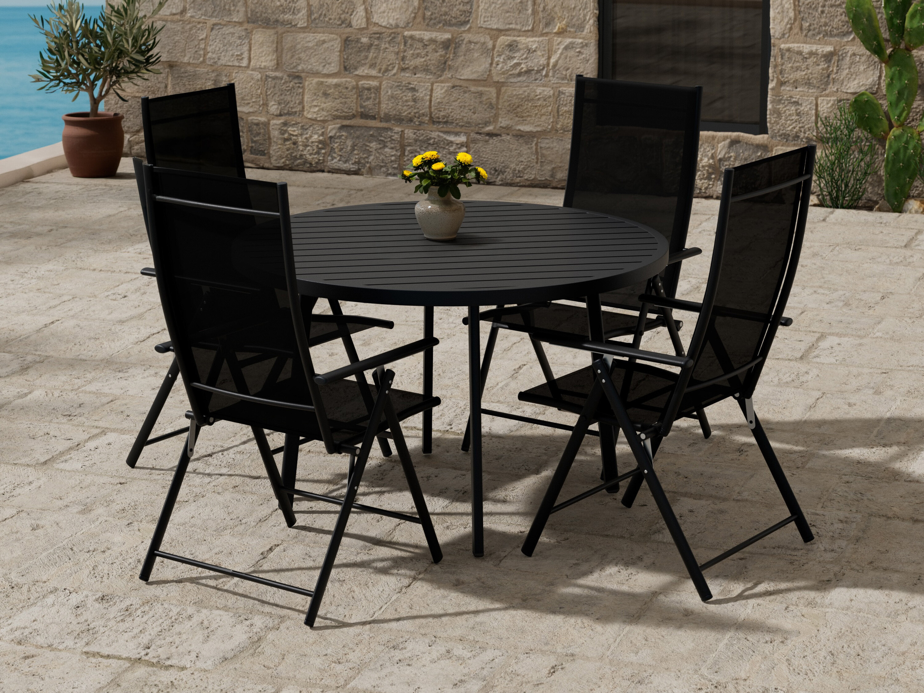 Table and chairs set Dallas 5257 (Black)