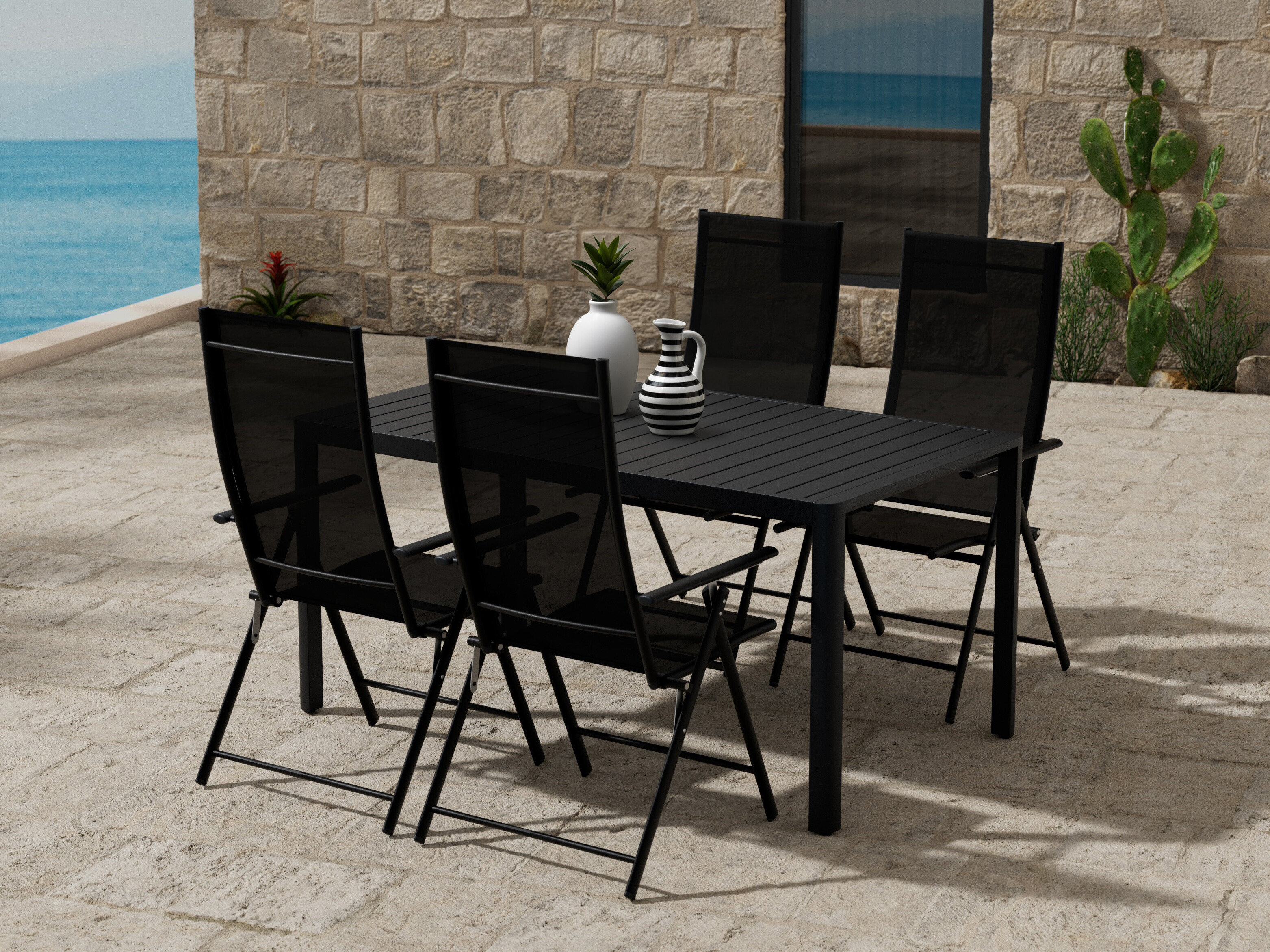 Table and chairs set Dallas 5255 (Black)