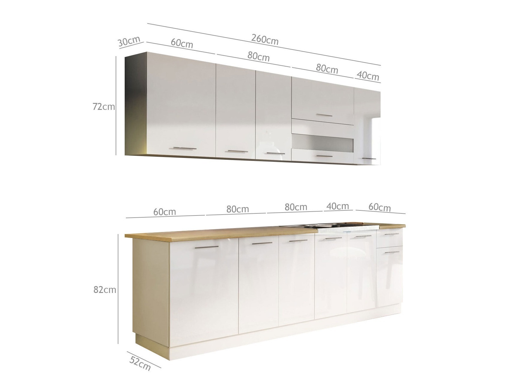 Modular kitchen set Tiffa Grey 108