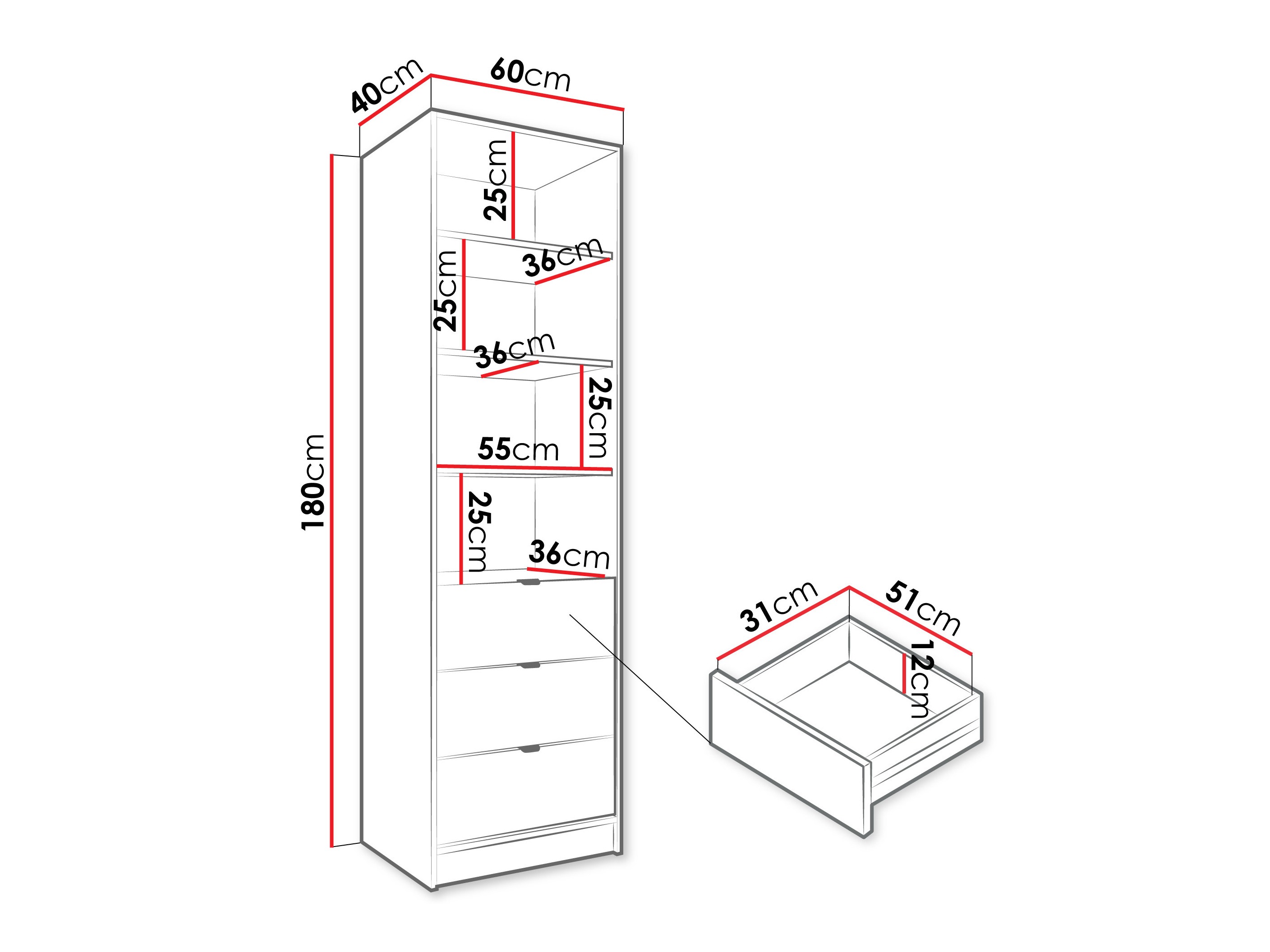Bookcase Comfivo Papilio (Black)