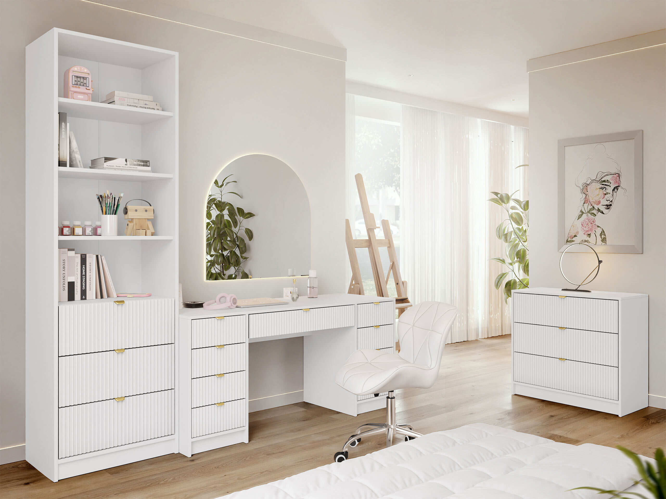 Home office set Comfivo Papilio VI (White)