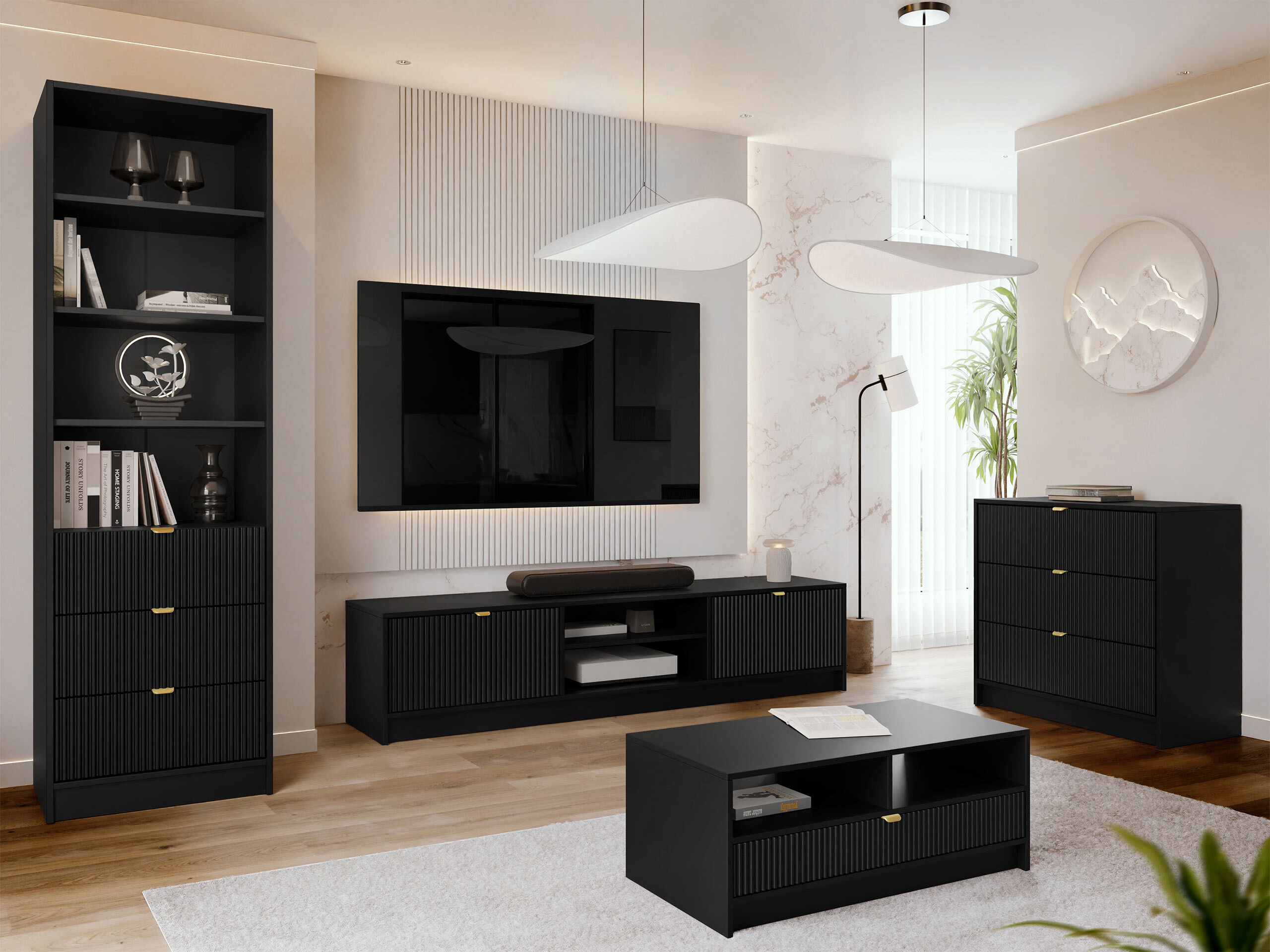 Living room set Comfivo Papilio VII (Black)