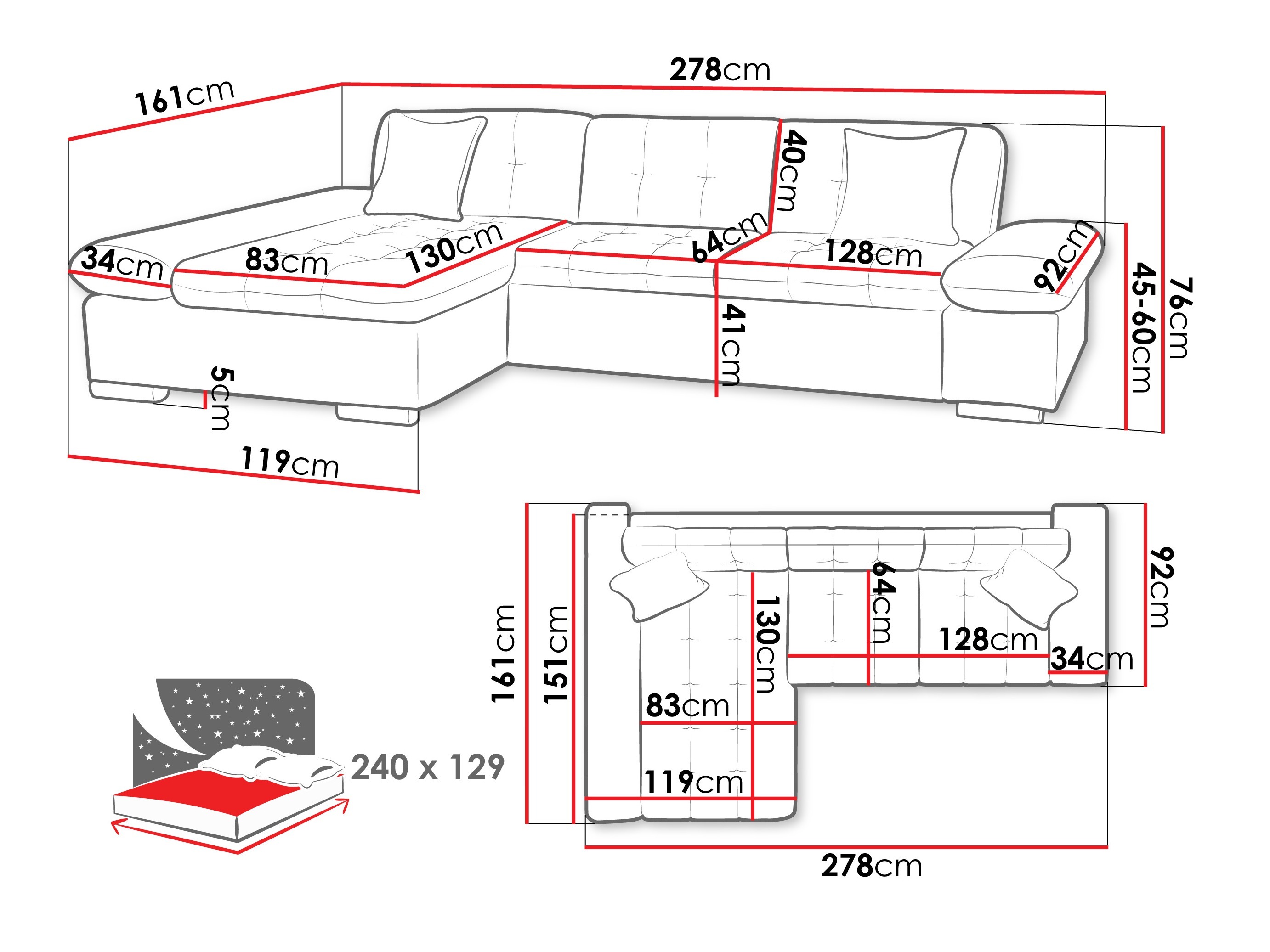 Corner sofa Comfivo Sanitas I (Lumo 55)