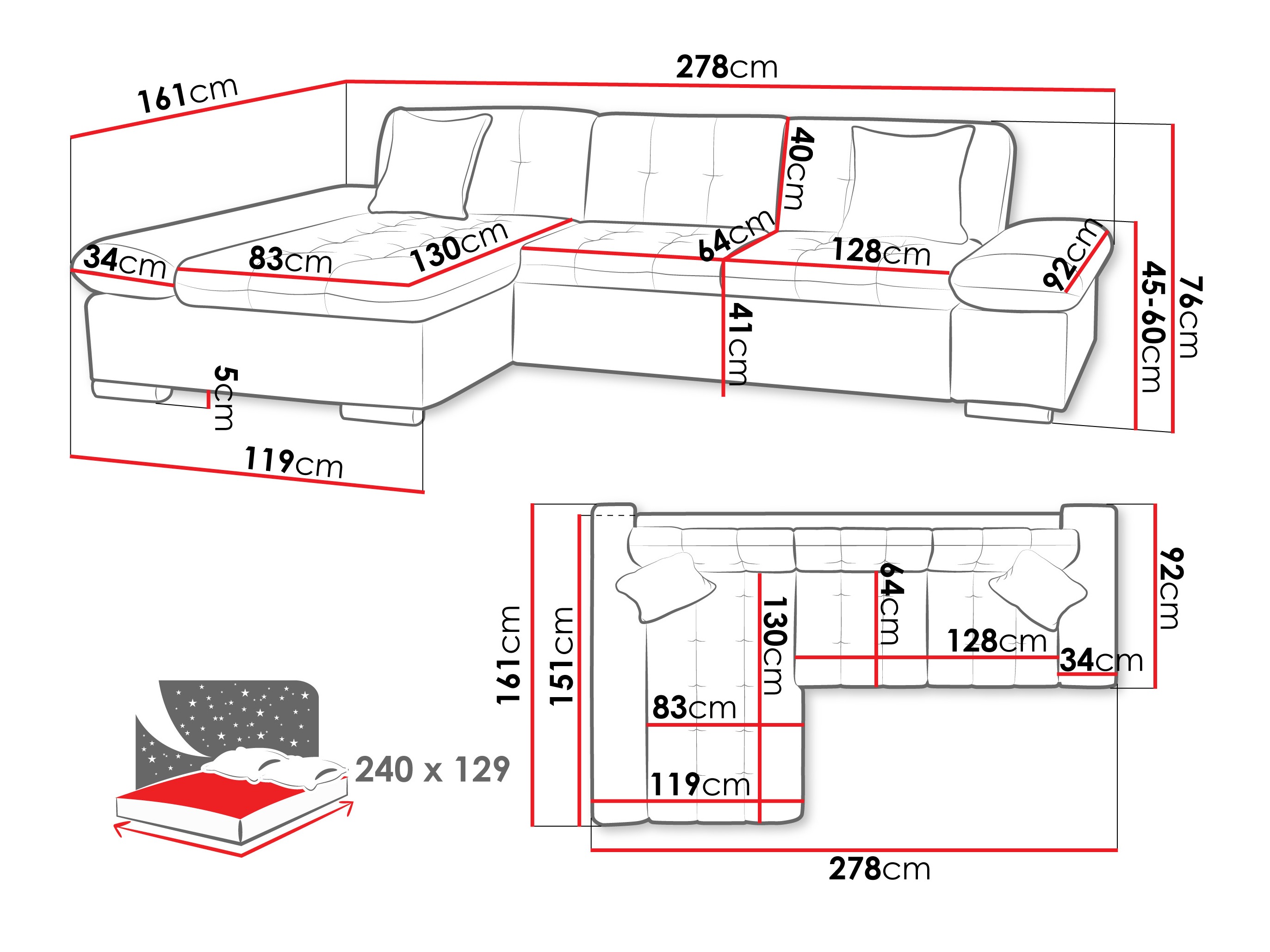 Corner sofa Comfivo Sanitas I (Lumo 65)