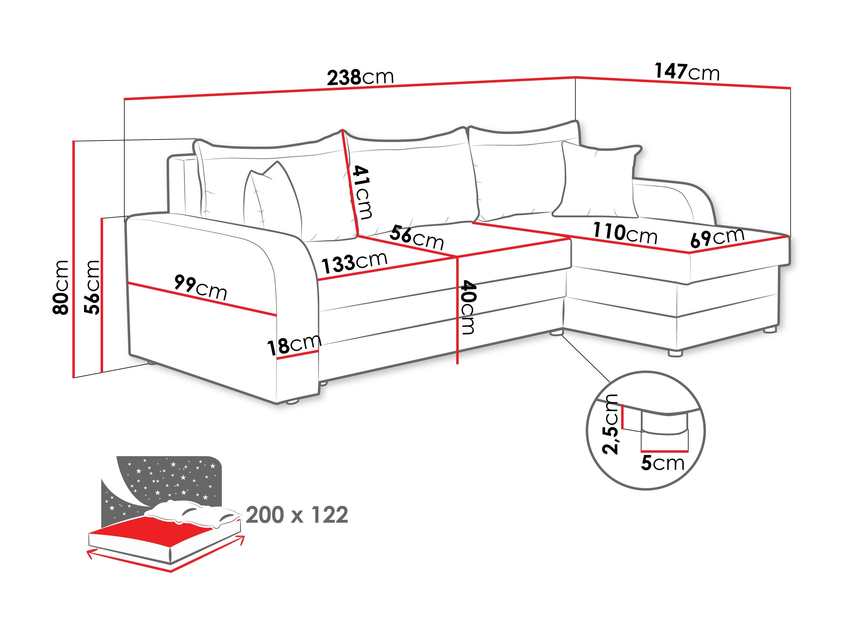 Corner sofa Comfivo Melissa (Mikrofaza 15 + Mikrofaza 22)