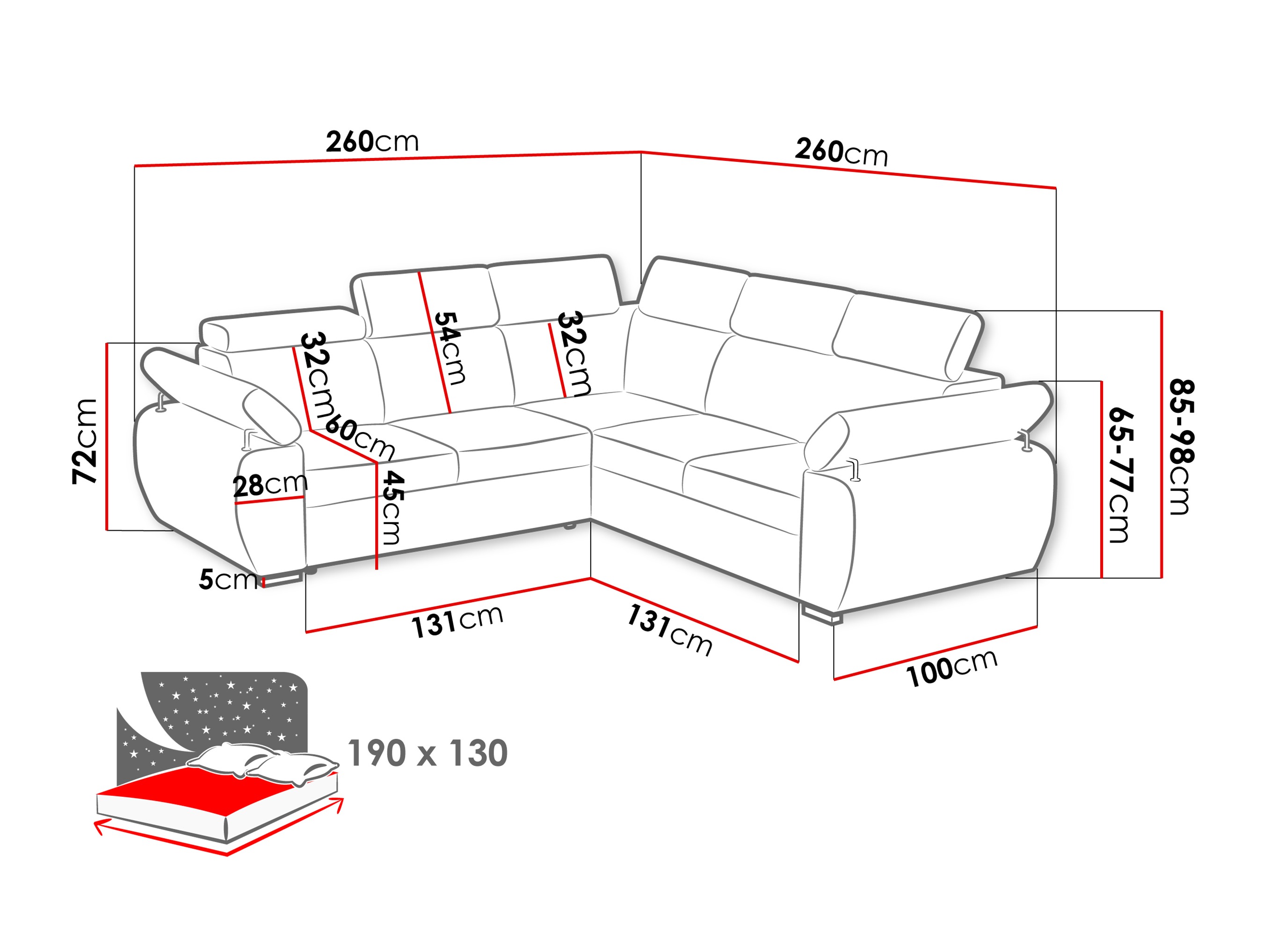 Corner sofa Columbus 215 (Flow 10)