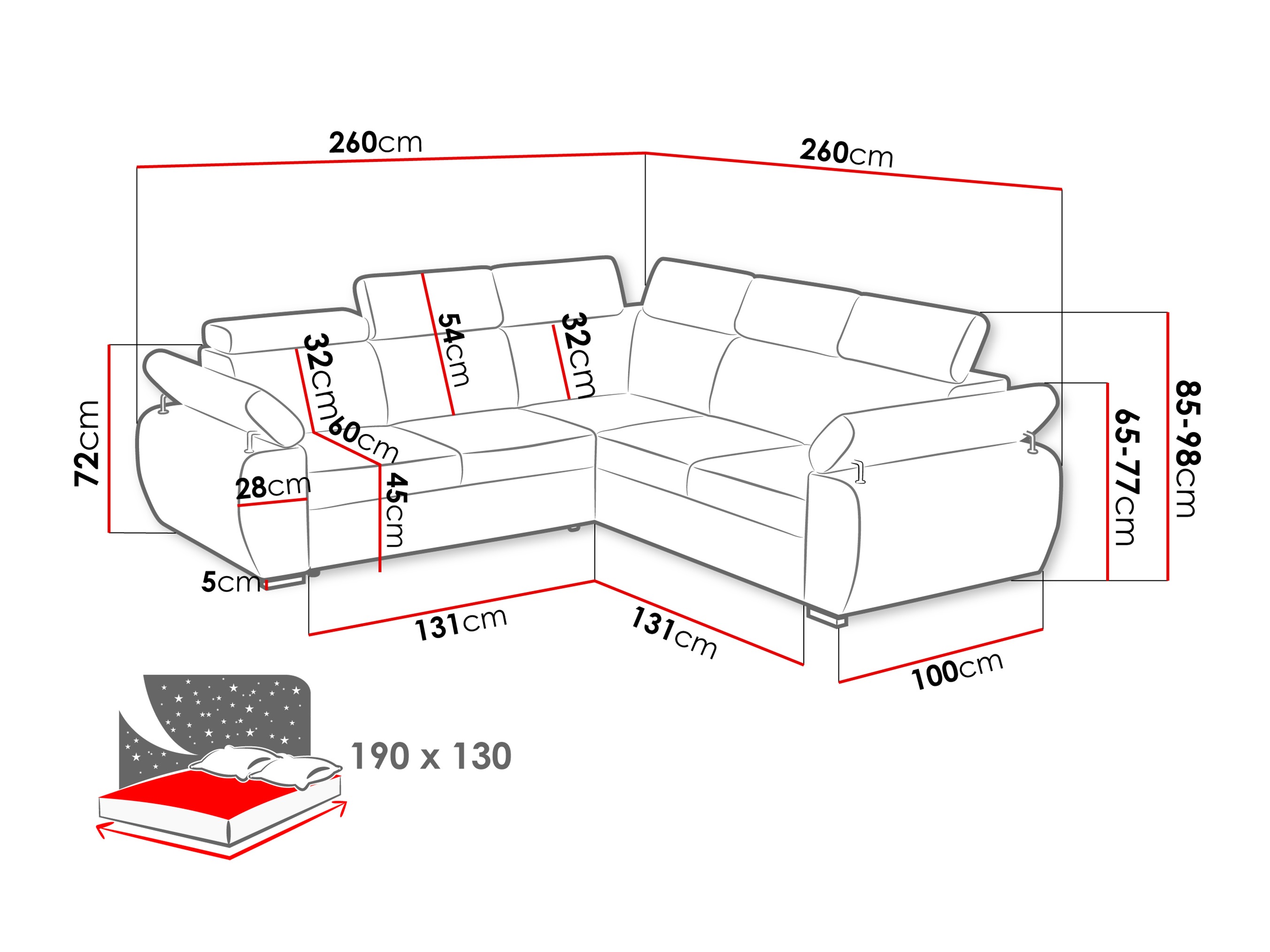 Corner sofa Columbus 215 (Flow 17)