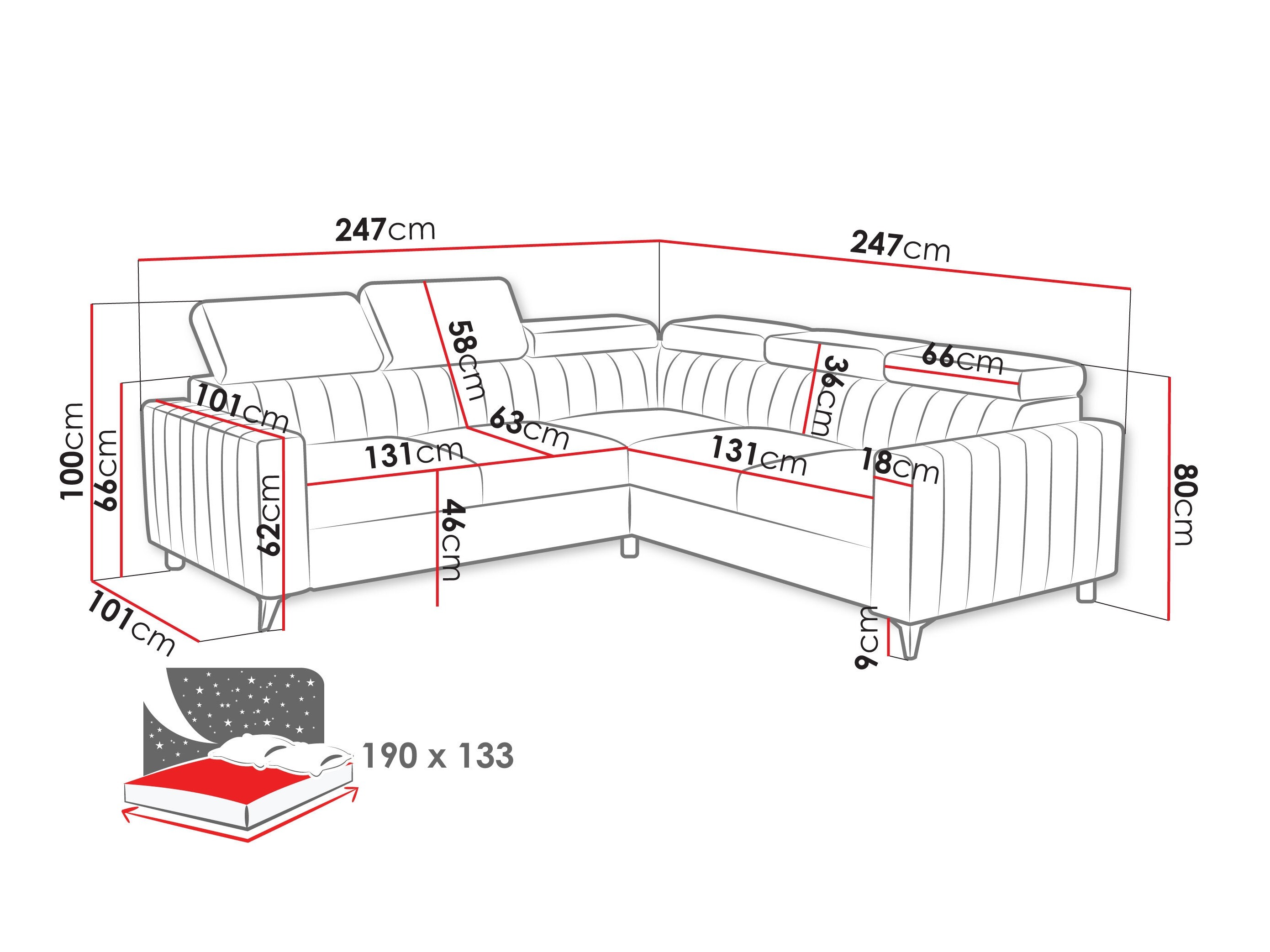 Corner sofa Columbus 201 (Velluto 3)