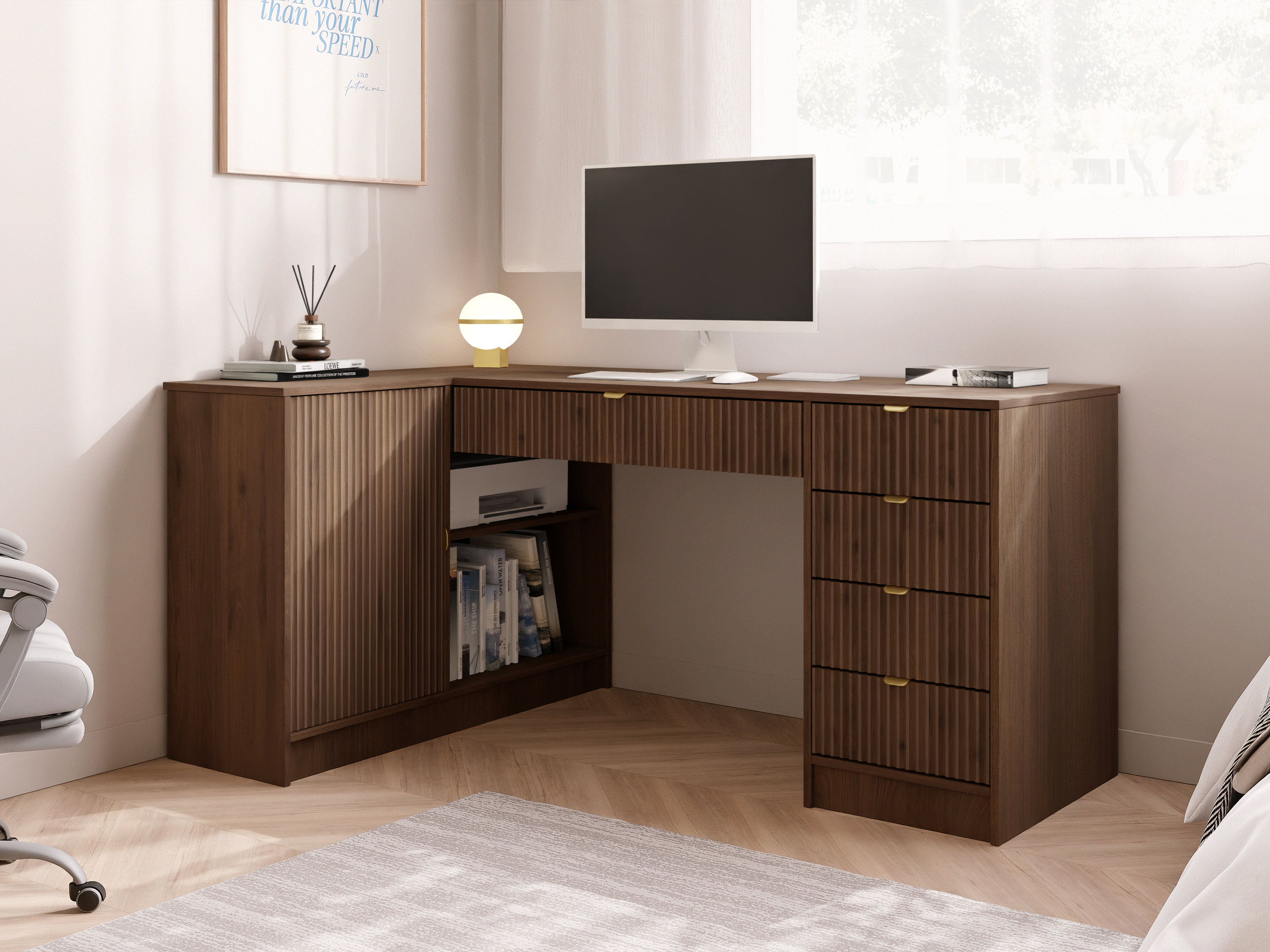Corner desk Comfivo Larmire 127 (Walnut)