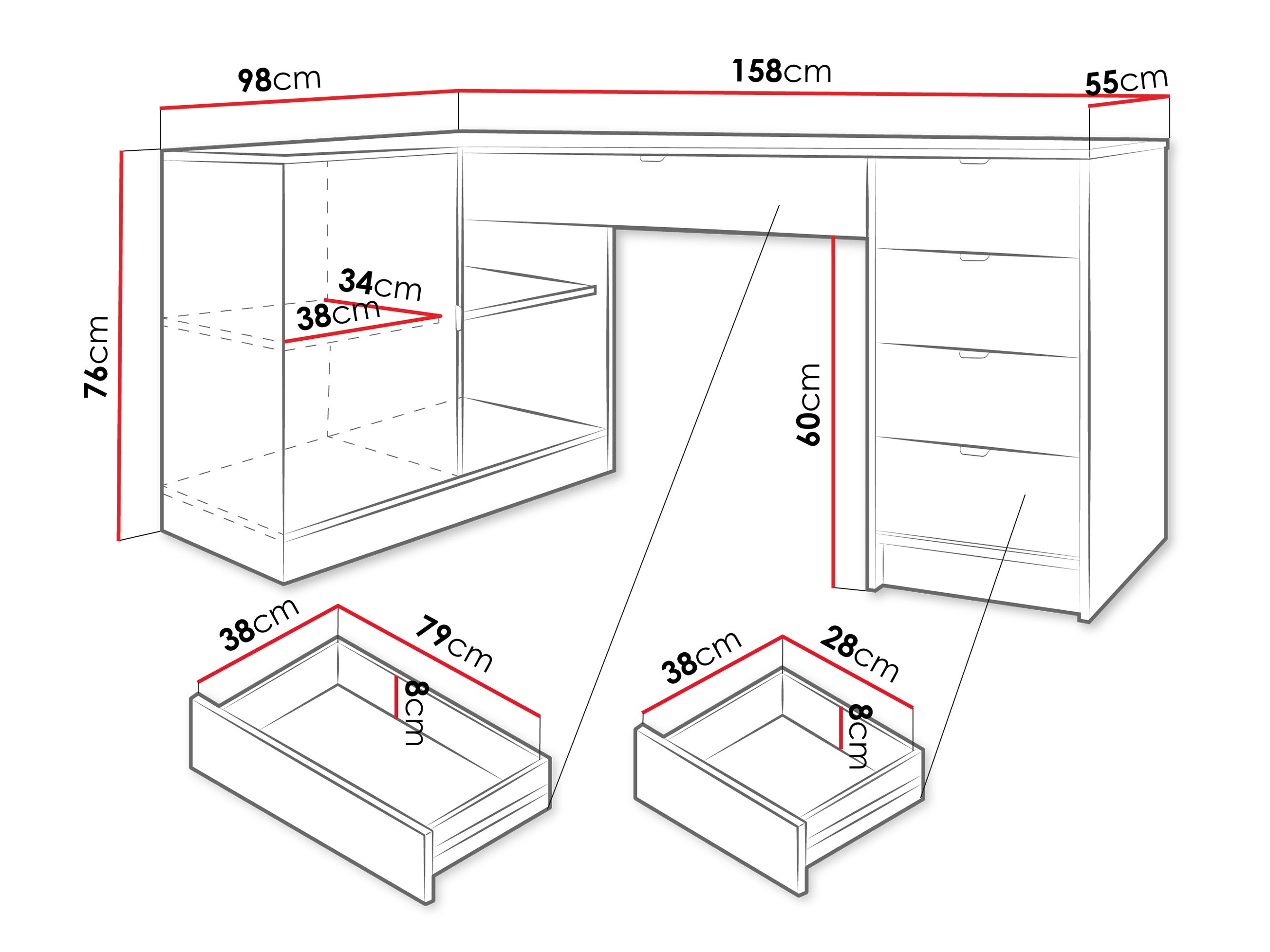 Corner desk Comfivo Larmire 127 (Walnut)