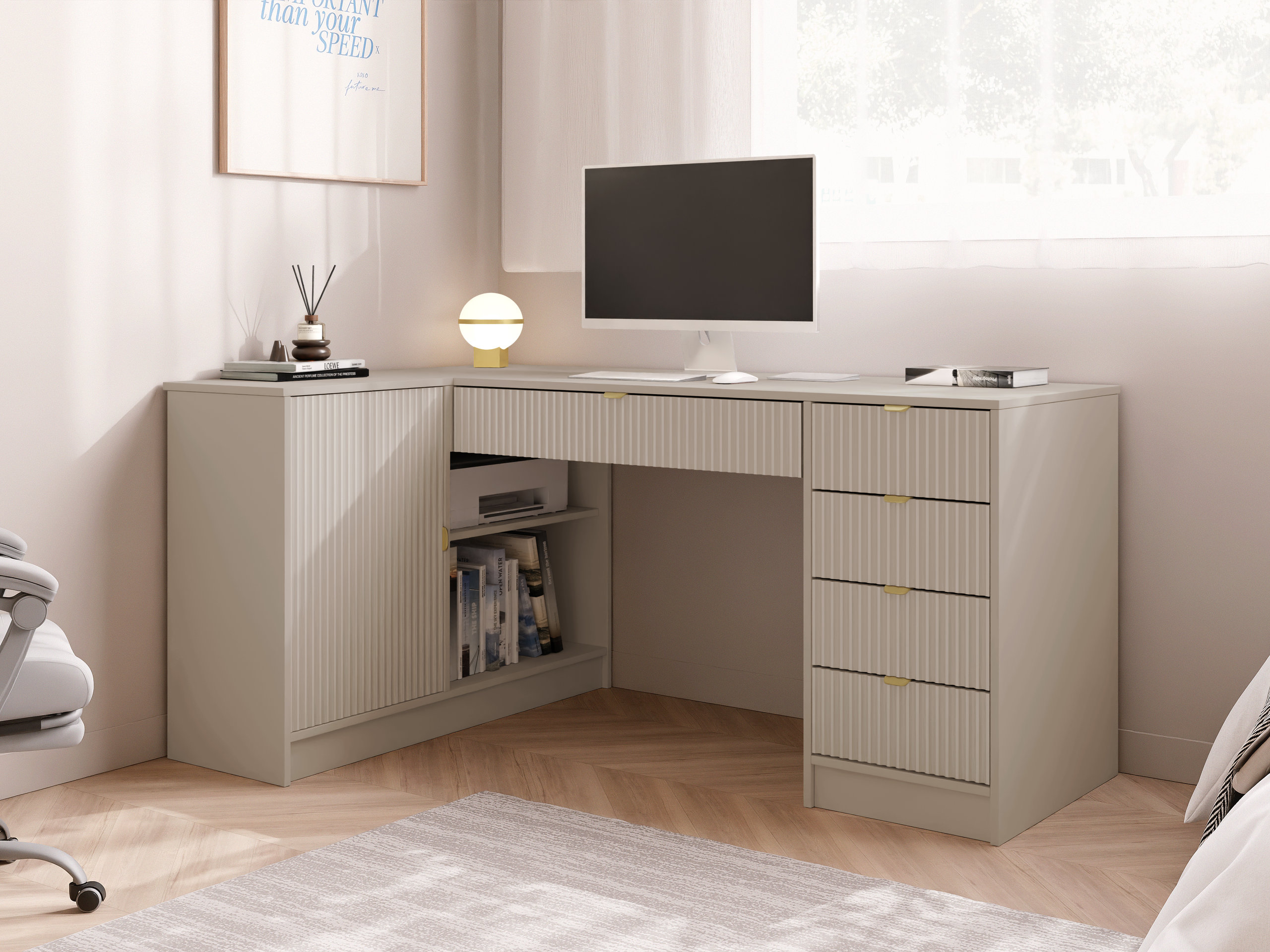Corner desk Comfivo Papilio II (Beige)