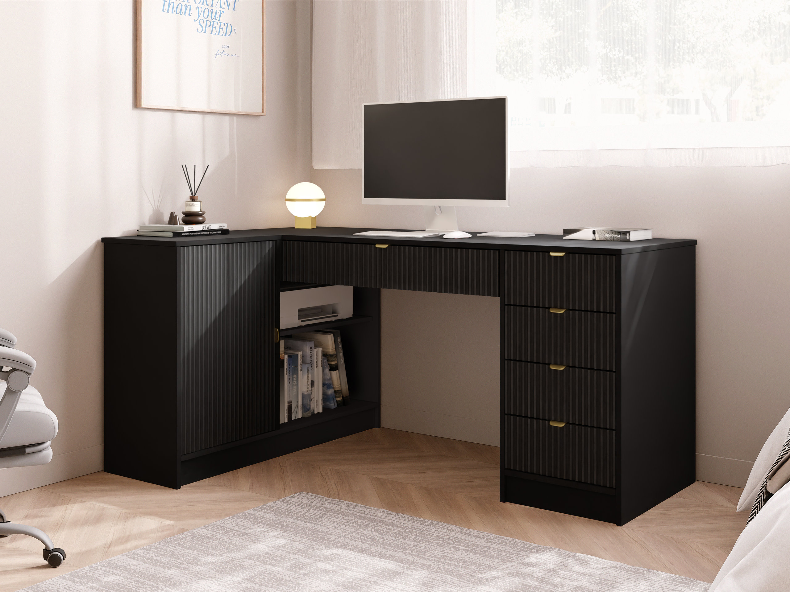 Corner desk Comfivo Papilio II (Black)