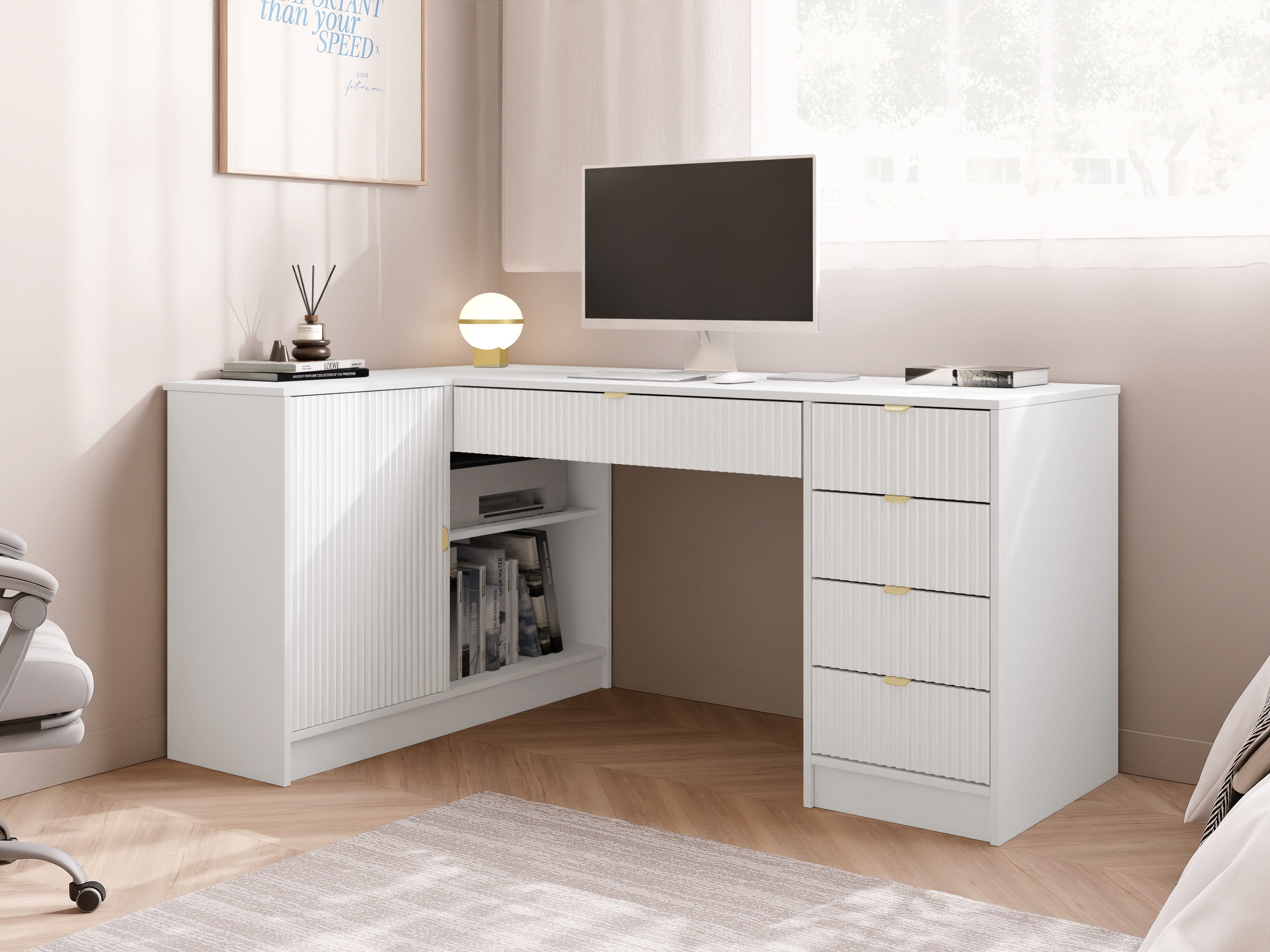Corner desk Comfivo Papilio II (White)