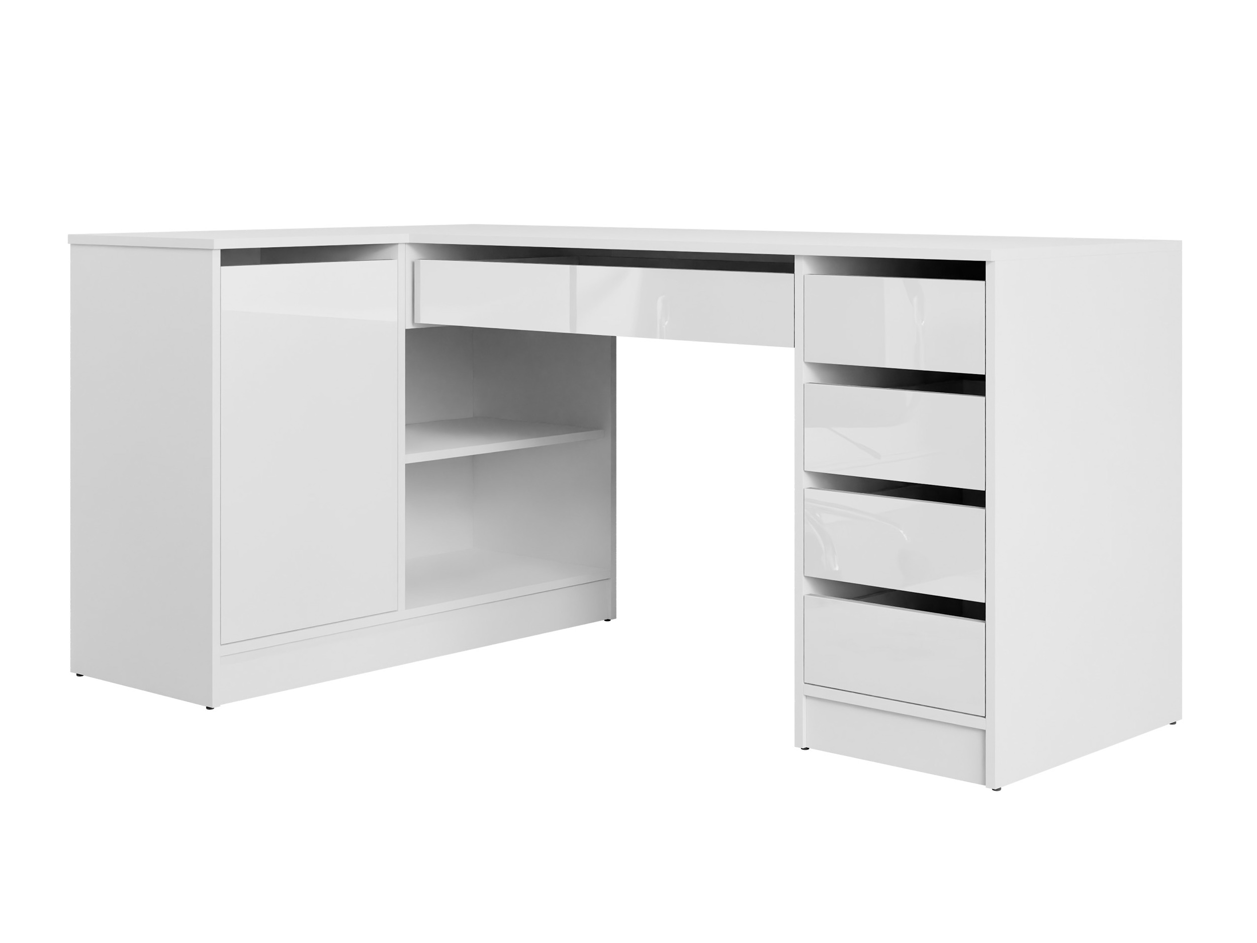 Corner desk Comfivo Terros III (Glossy white + White)