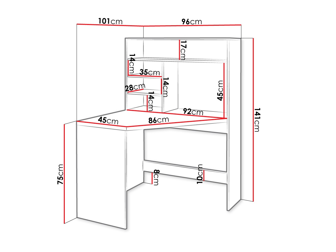 Corner desk Claral (Cashmere)