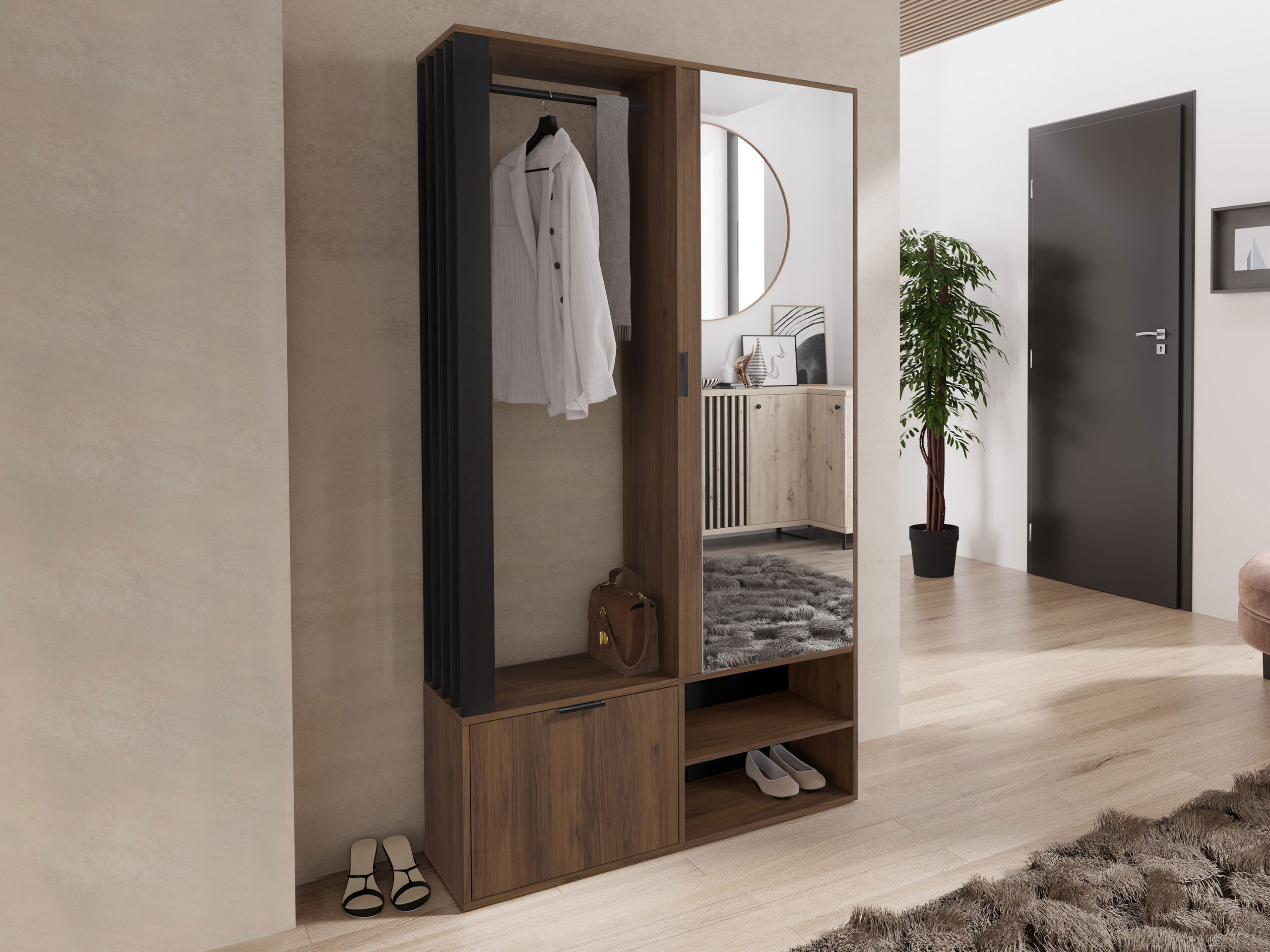 Hallway set Vinea (Walnut + Black)
