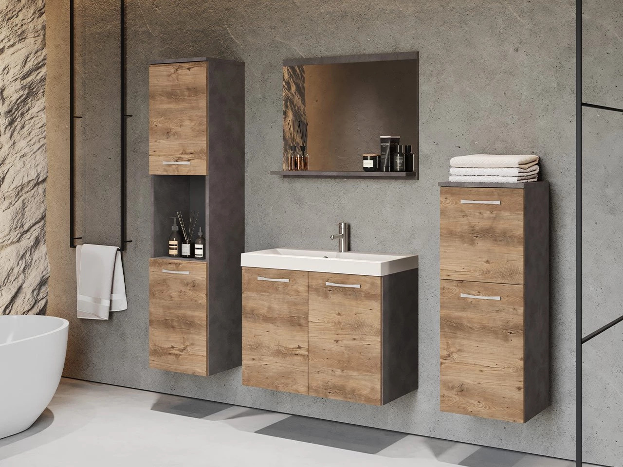Bathroom set Sarasota 108 (Matera grey + Chestnut)