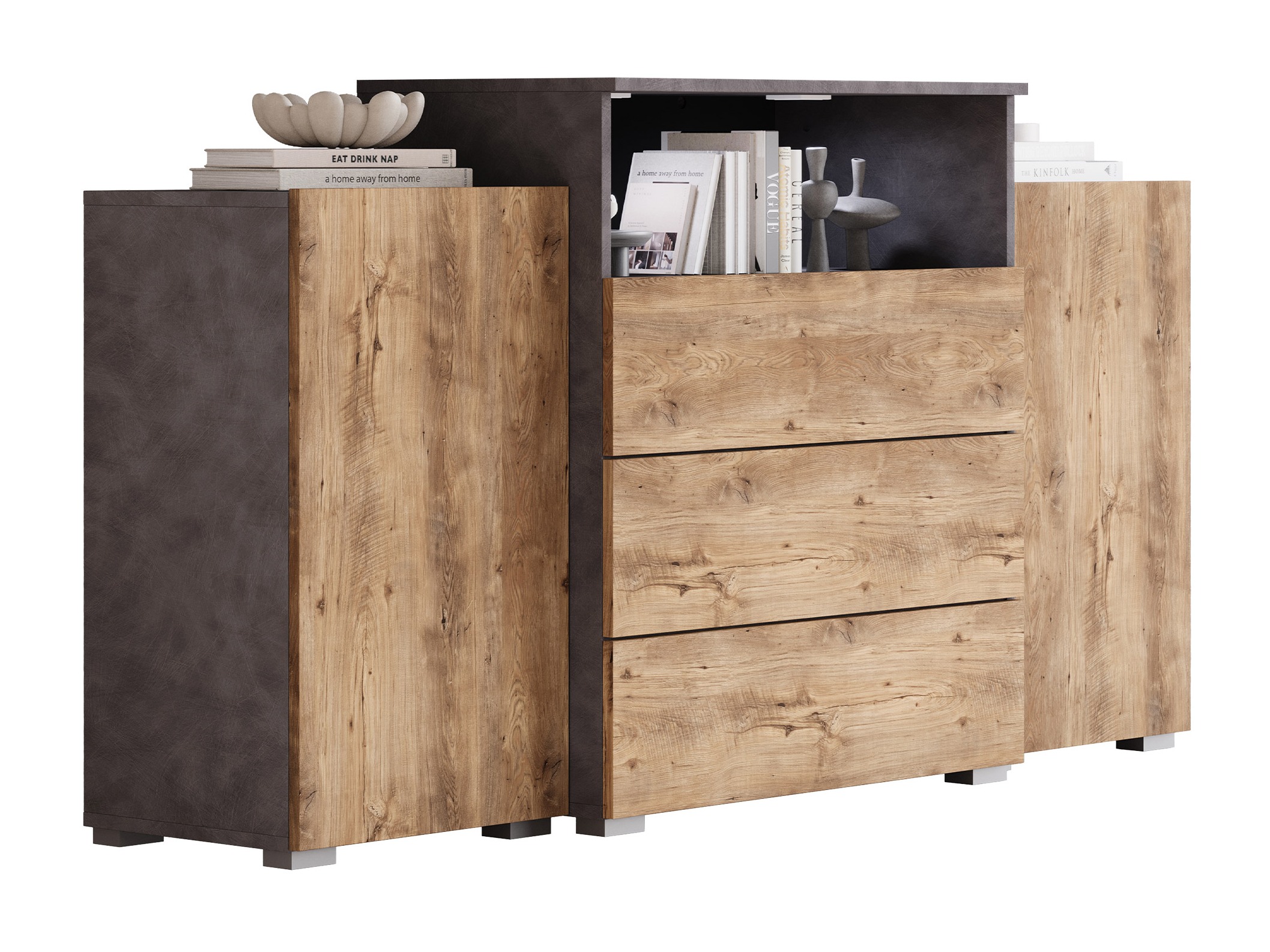 Chest of drawers Sarasota 127 (Matera grey + Chestnut)