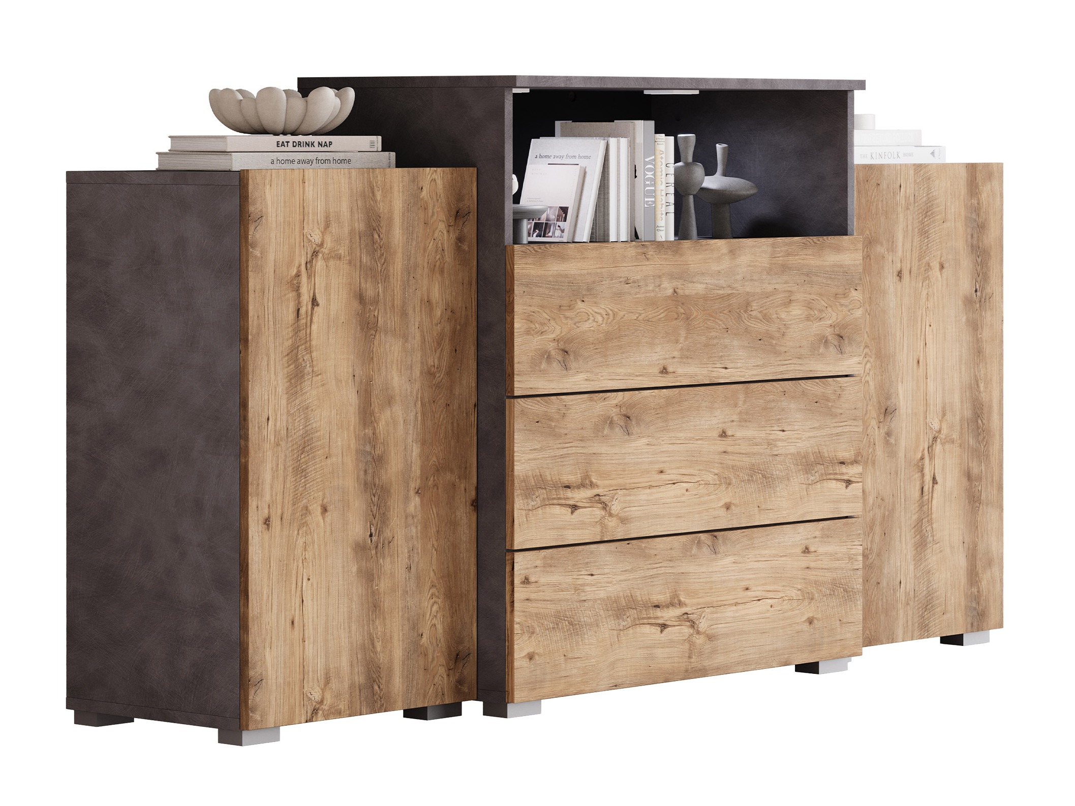 Chest of drawers Sarasota 127 (Matera grey + Chestnut)