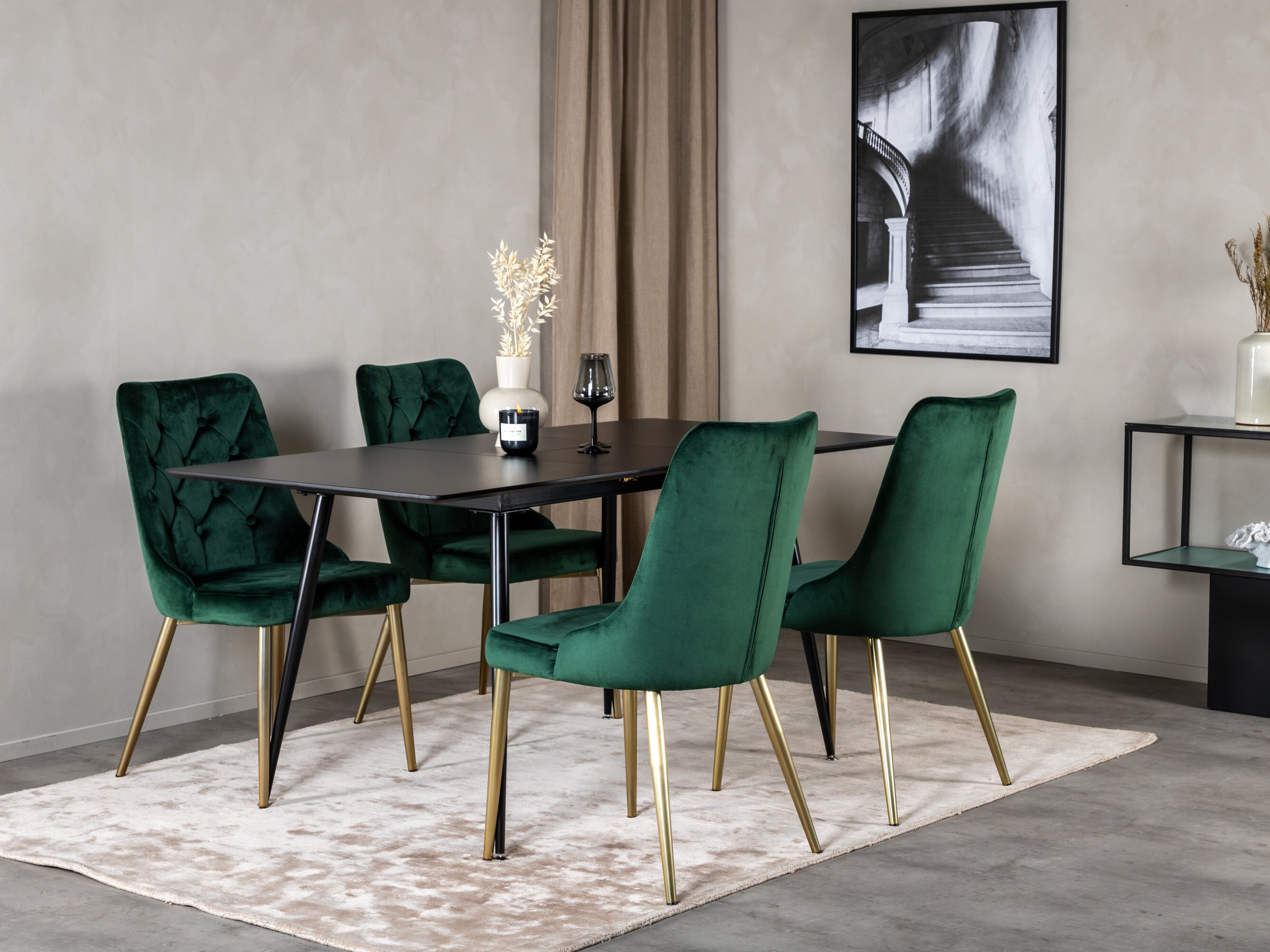 Dining set Dallas 1522 (Green + Golden)