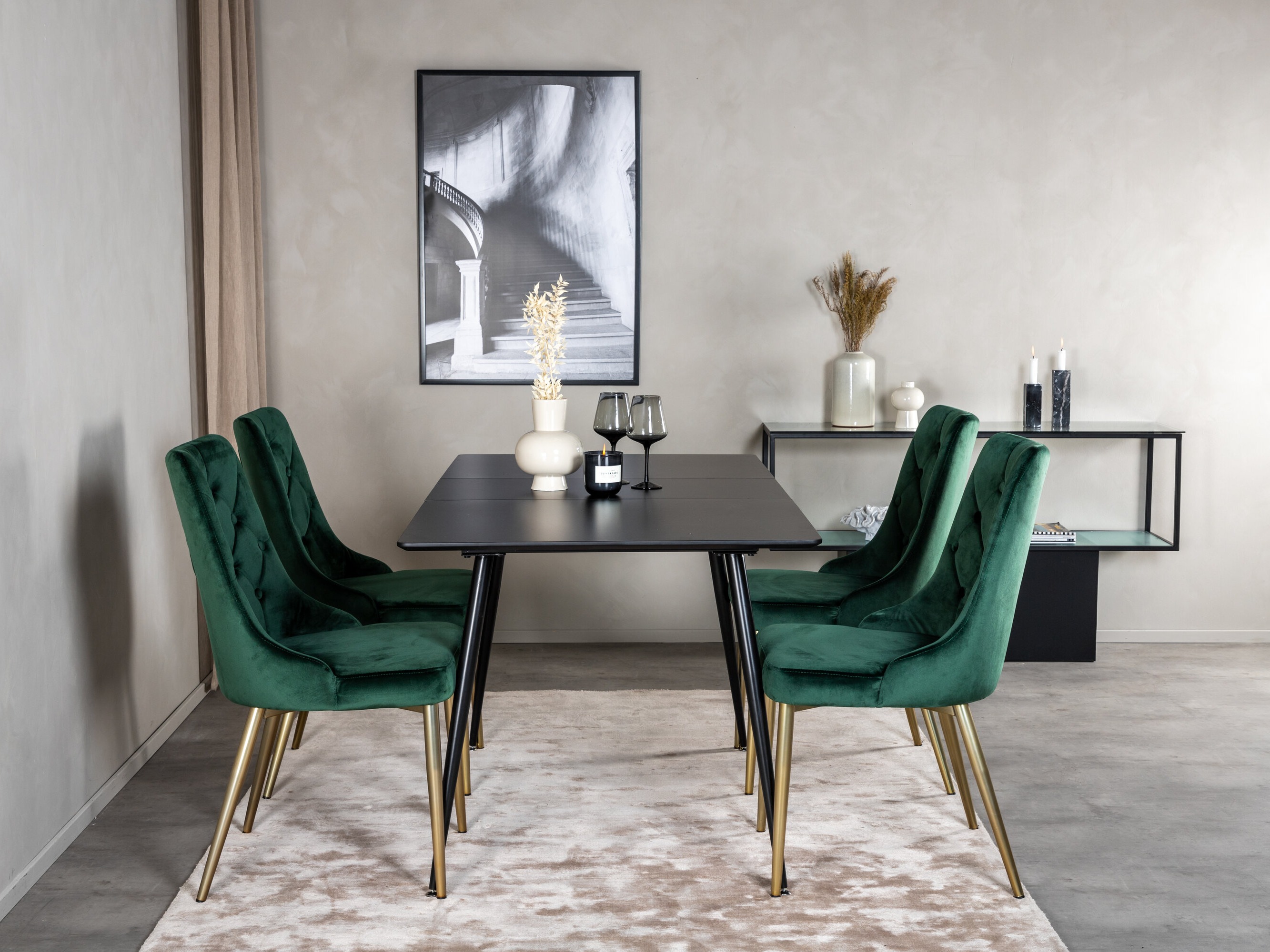 Dining set Dallas 1522 (Green + Golden)
