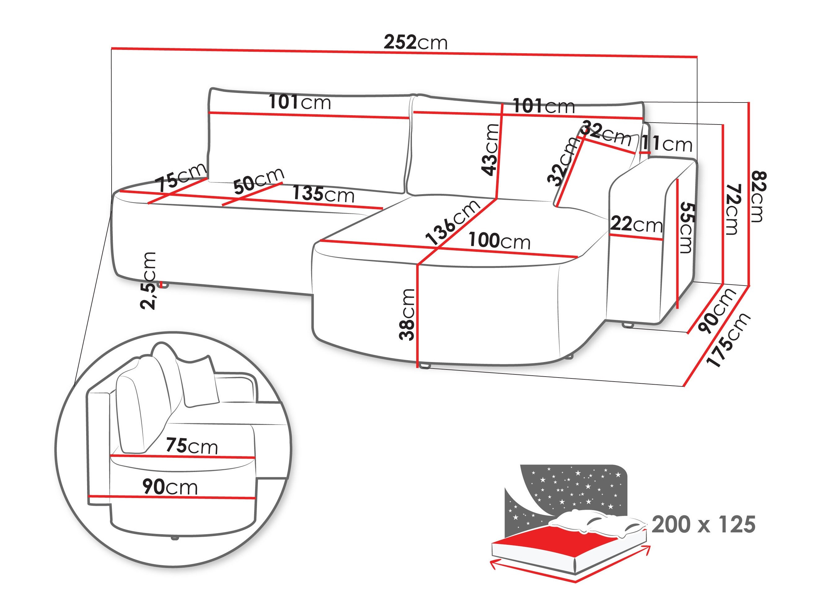 Corner sofa Shelton 112 (Poso 100)