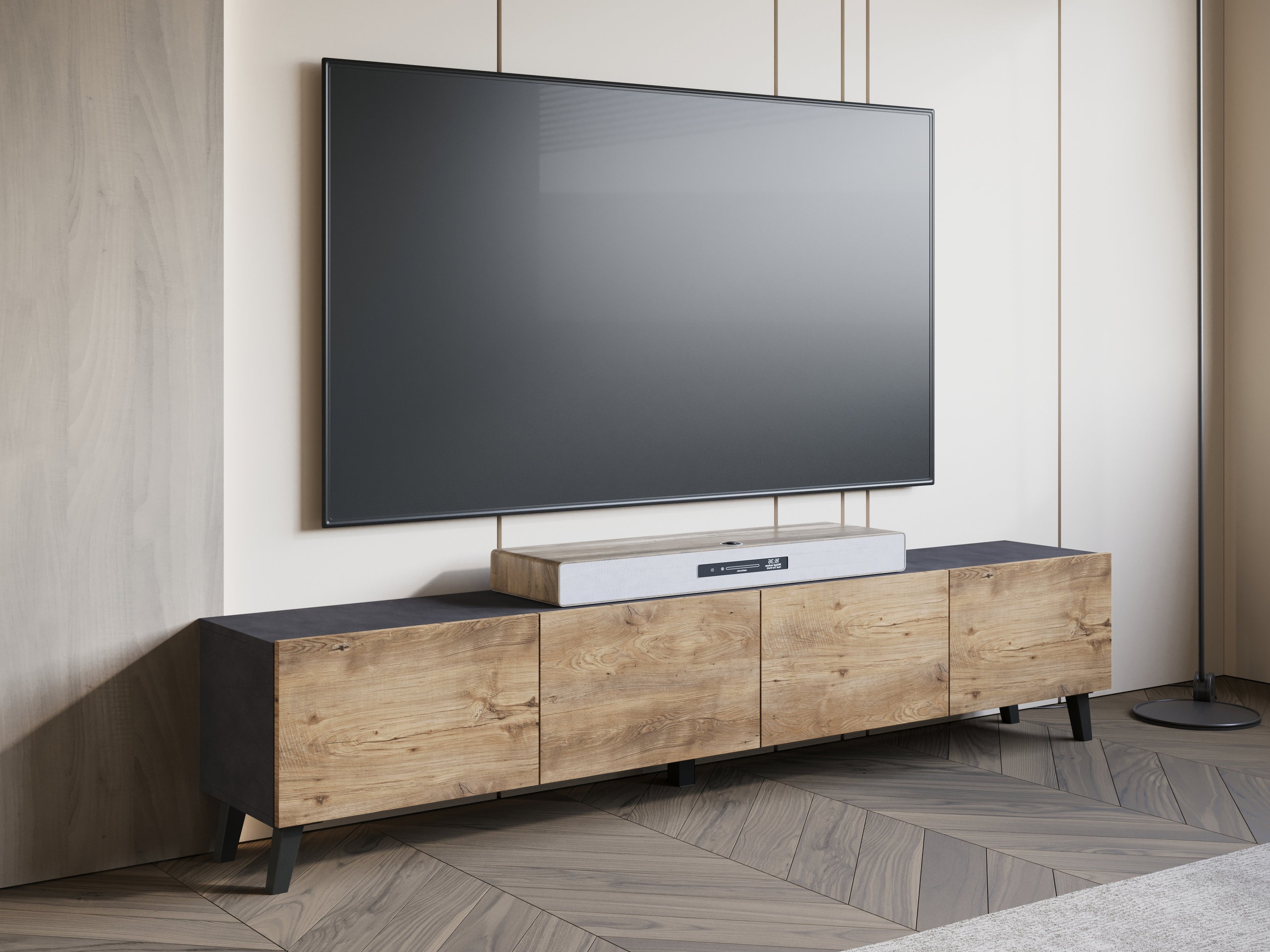 TV stand Levtive 101 (Matera grey + Chestnut)