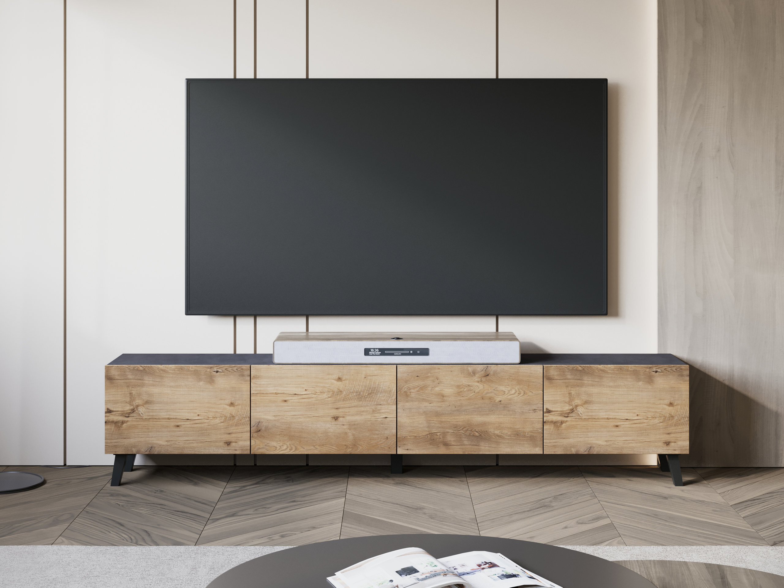 TV stand Levtive 101 (Matera grey + Chestnut)