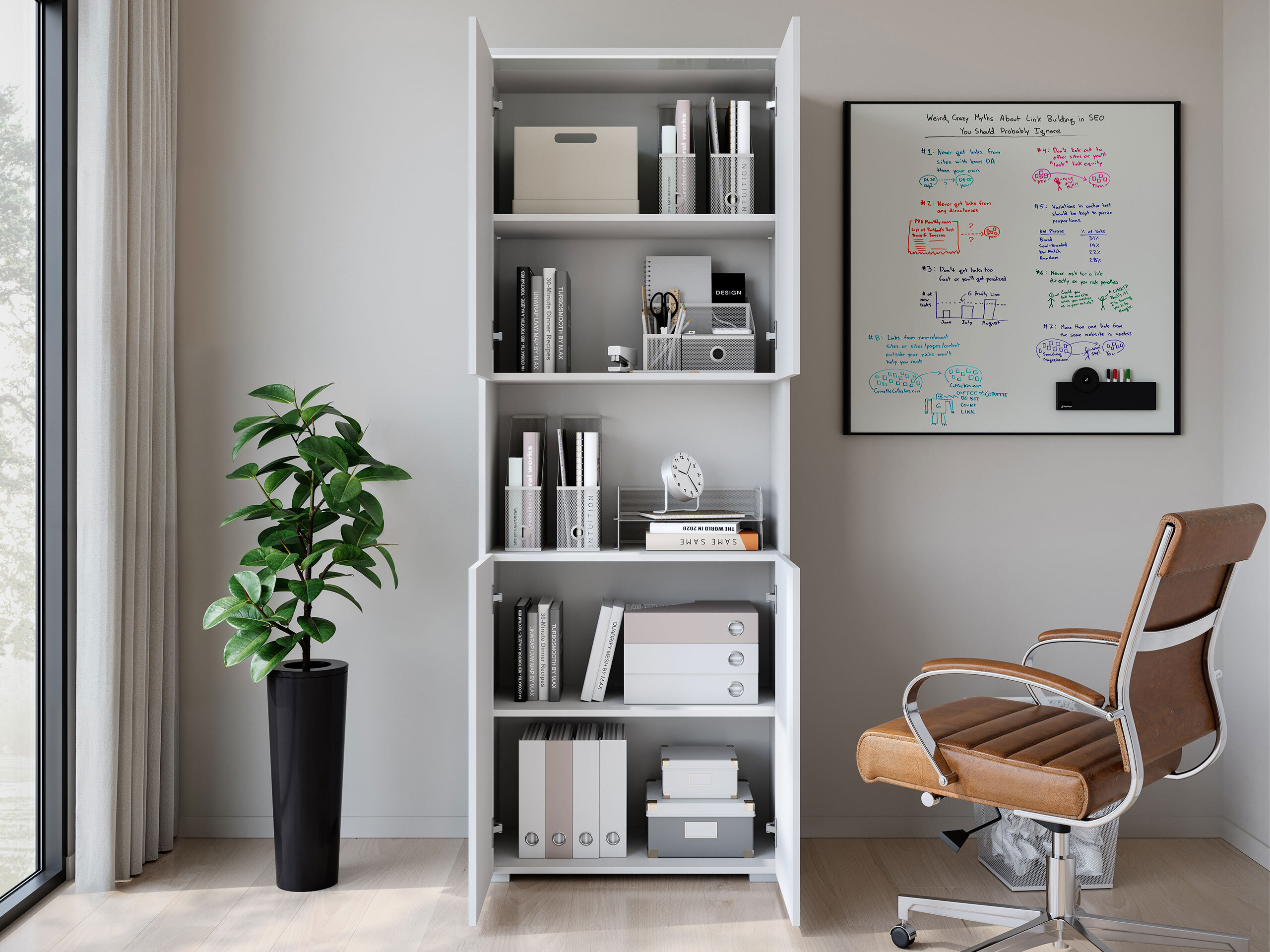 Bookcase Mirfivo 106 (White + Glossy white)
