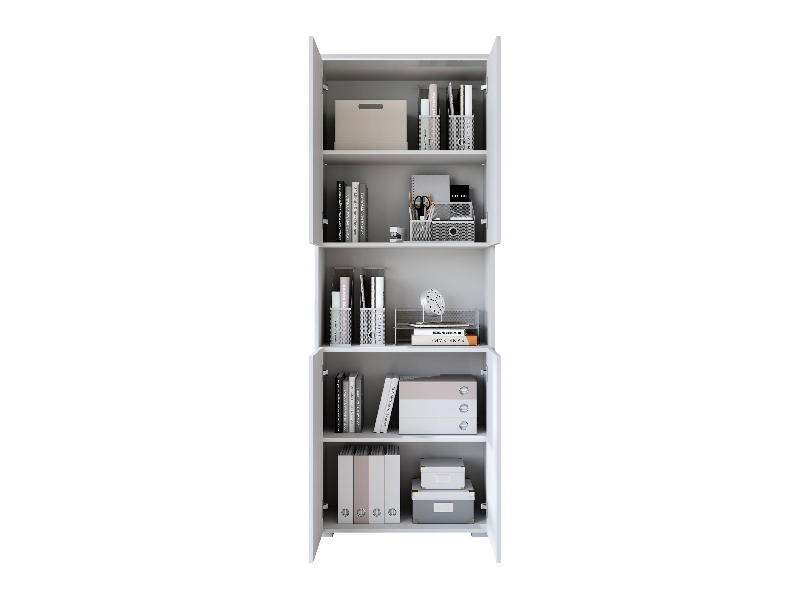 Bookcase Mirfivo 106 (White + Glossy white)