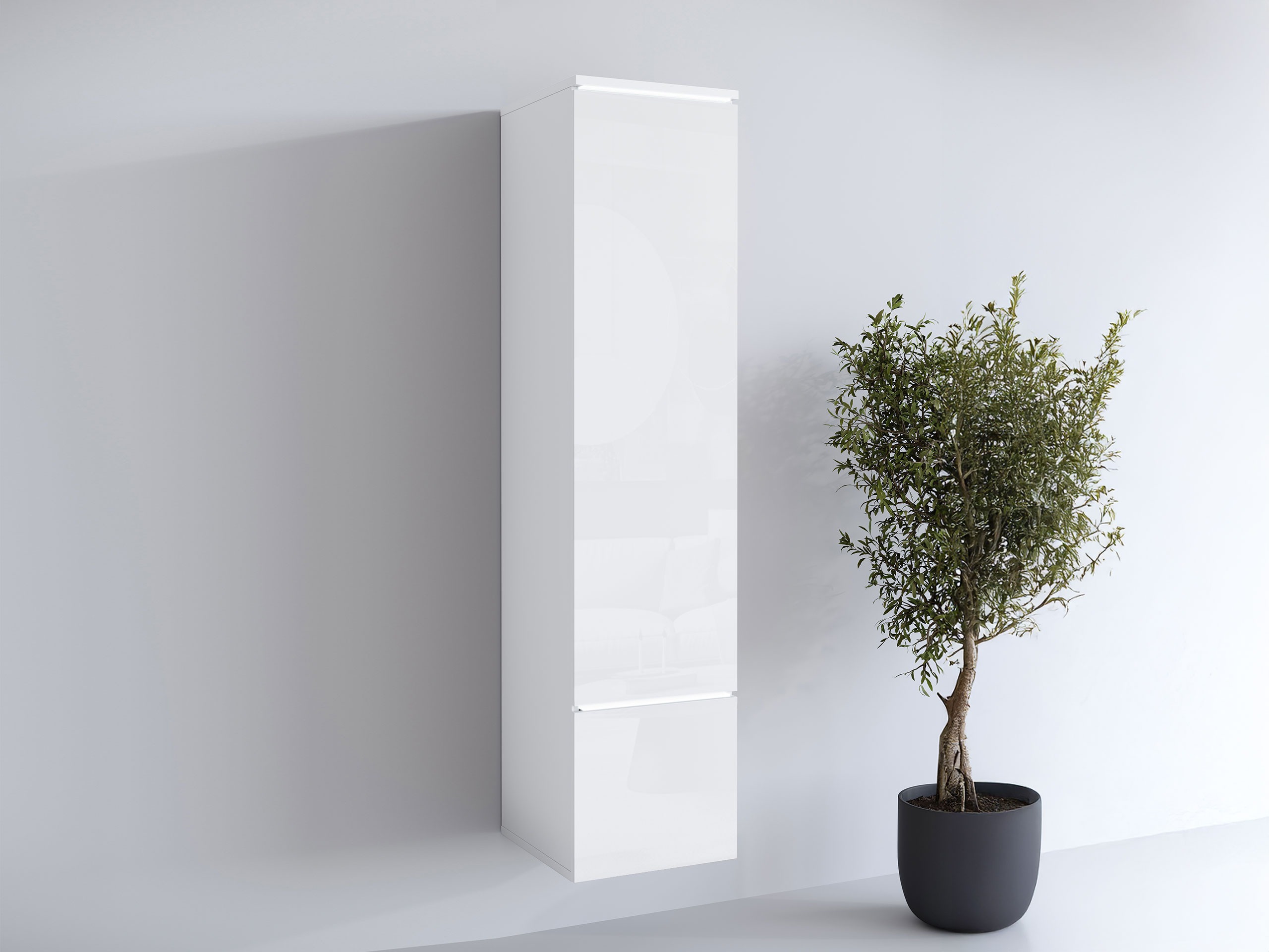 Bookcase Mirfivo 108 (White + Glossy white)