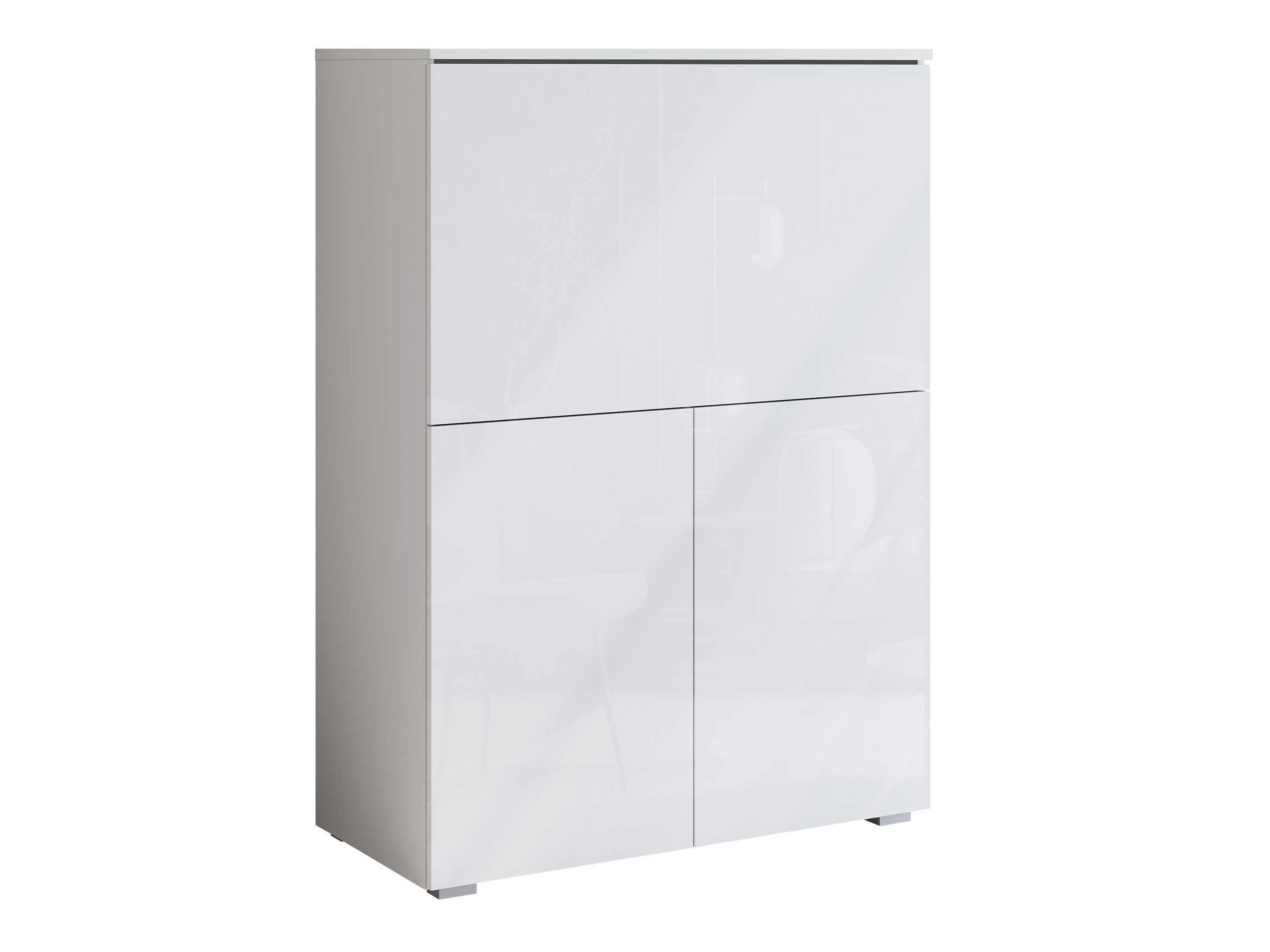 Sideboard Mirfivo 107 (White + Glossy white)