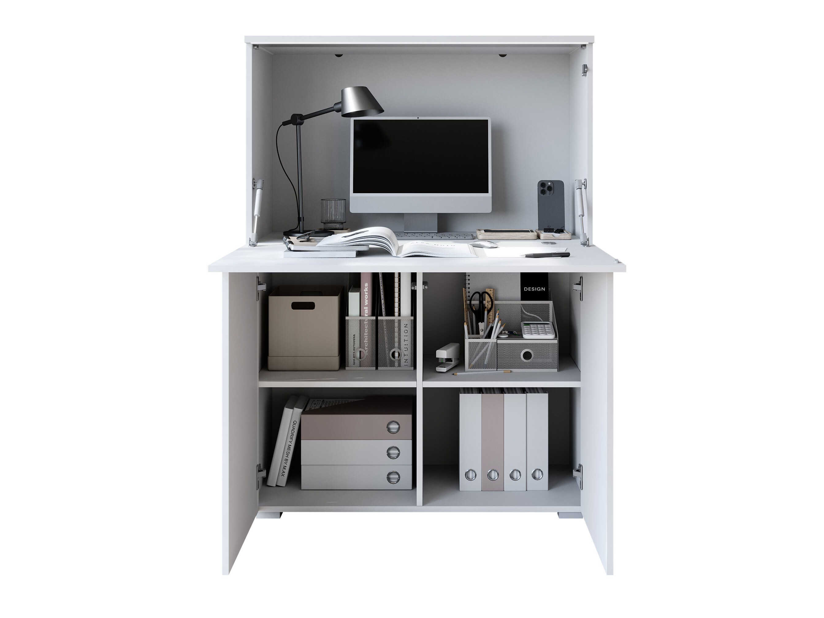 Sideboard Mirfivo 107 (White + Glossy white)