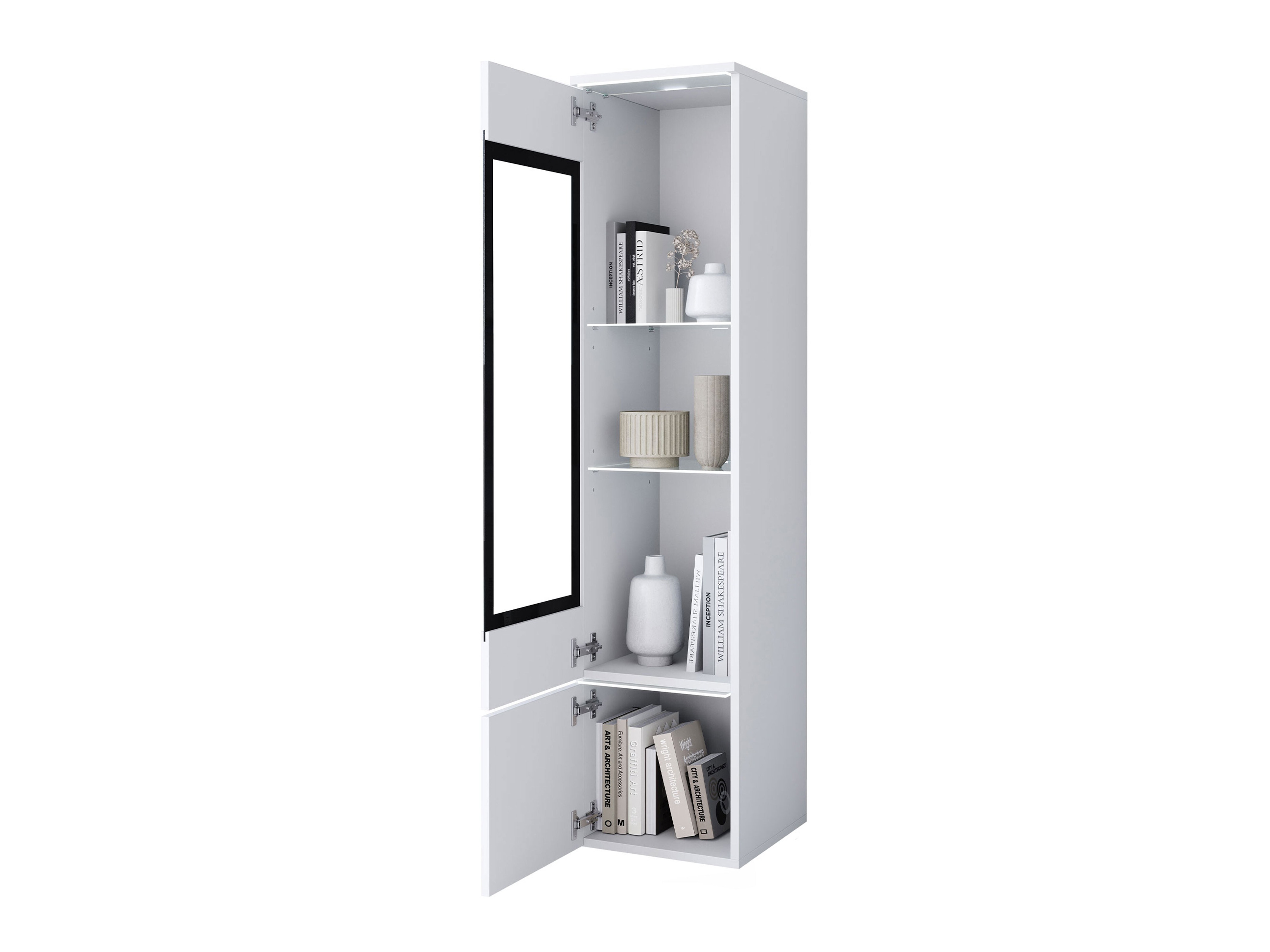 Bookcase Mirfivo 109 (White + Glossy white)