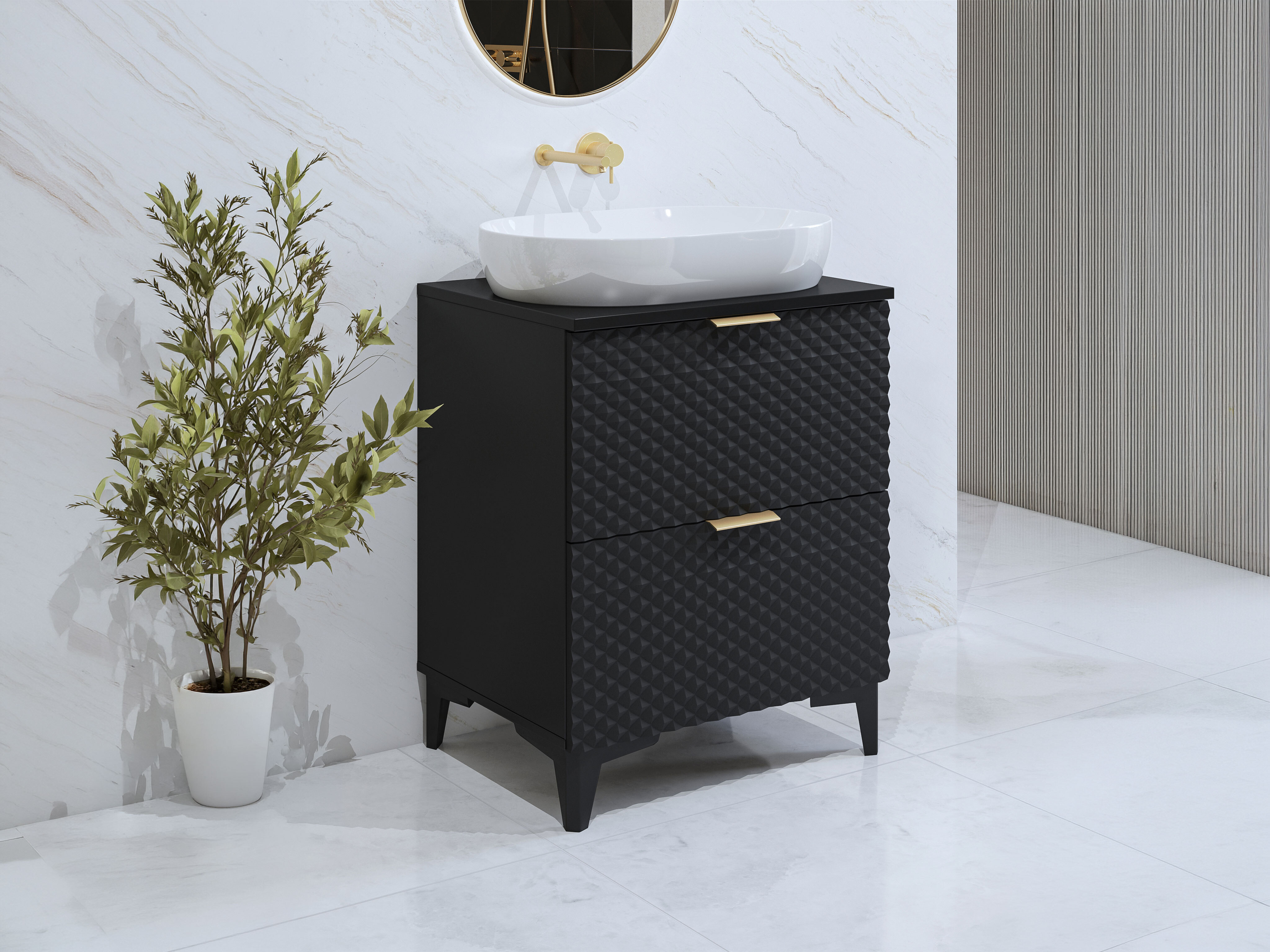 Standing bathroom cabinet for washbasin Liretu 101 (Black)