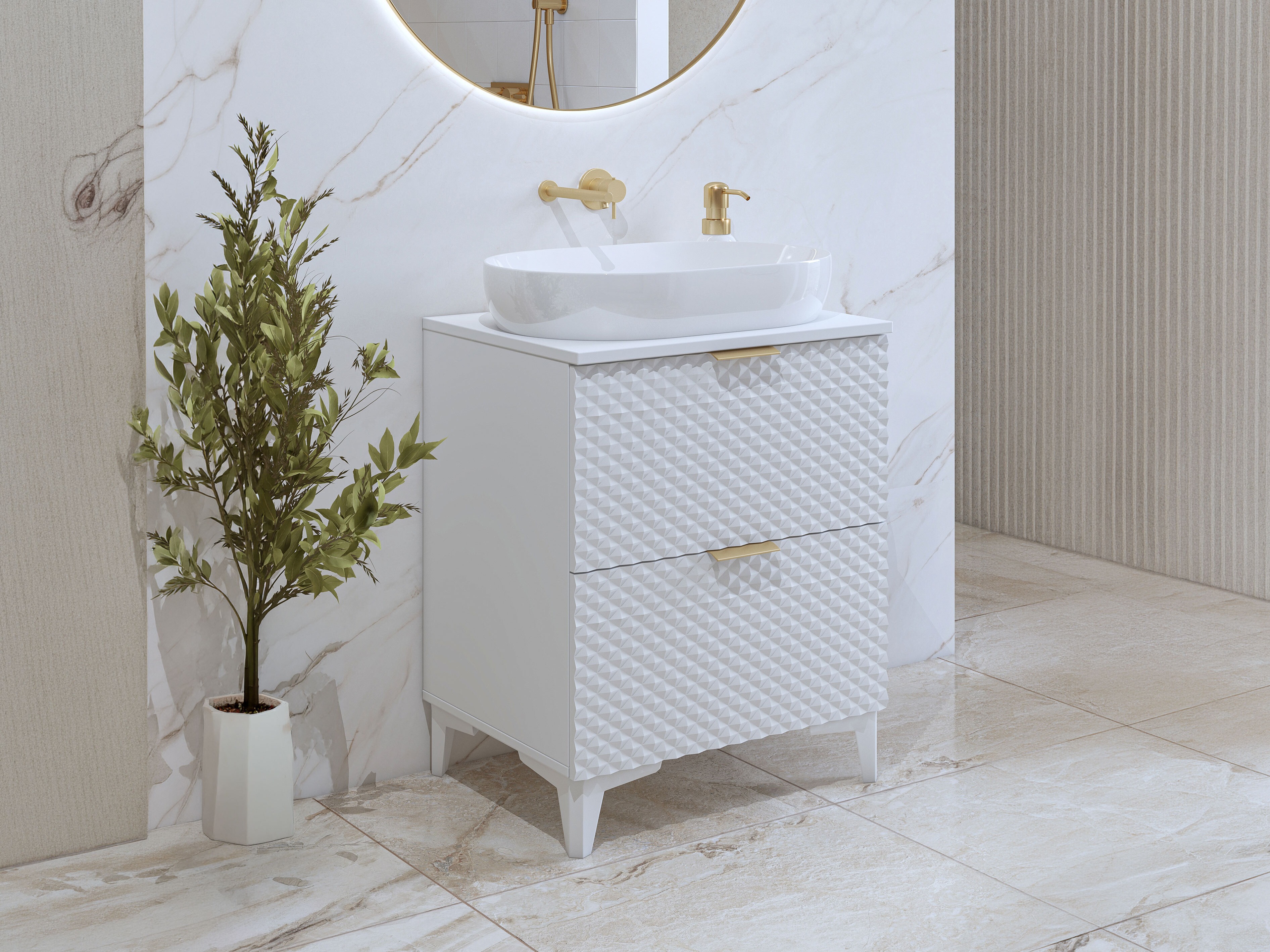 Standing bathroom cabinet for washbasin Liretu 101 (White)