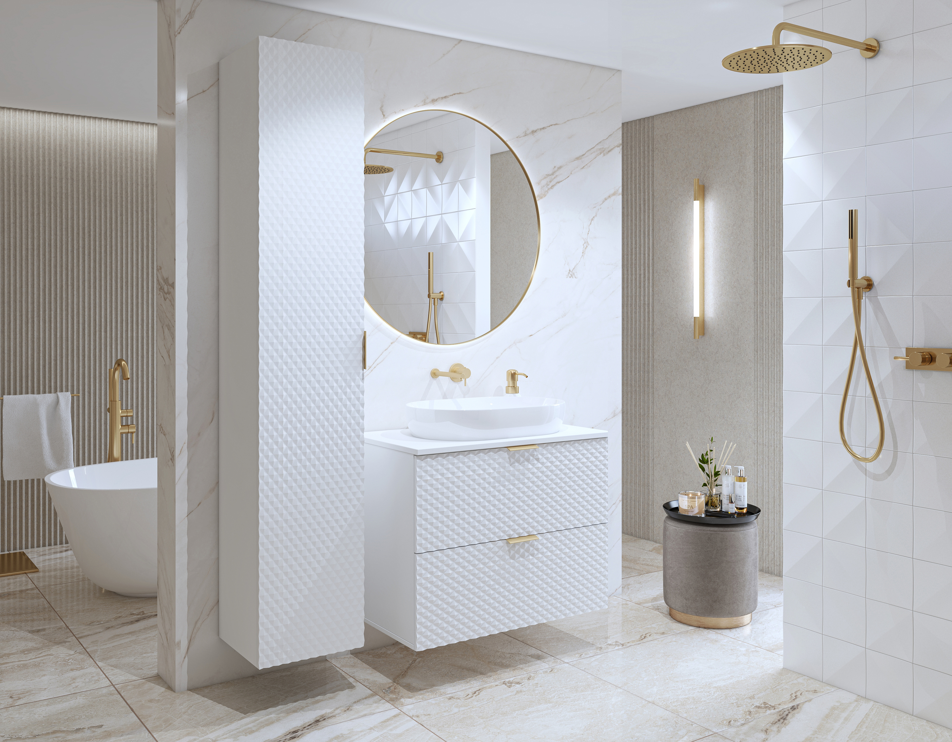 Standing bathroom cabinet Liretu 100 (White)